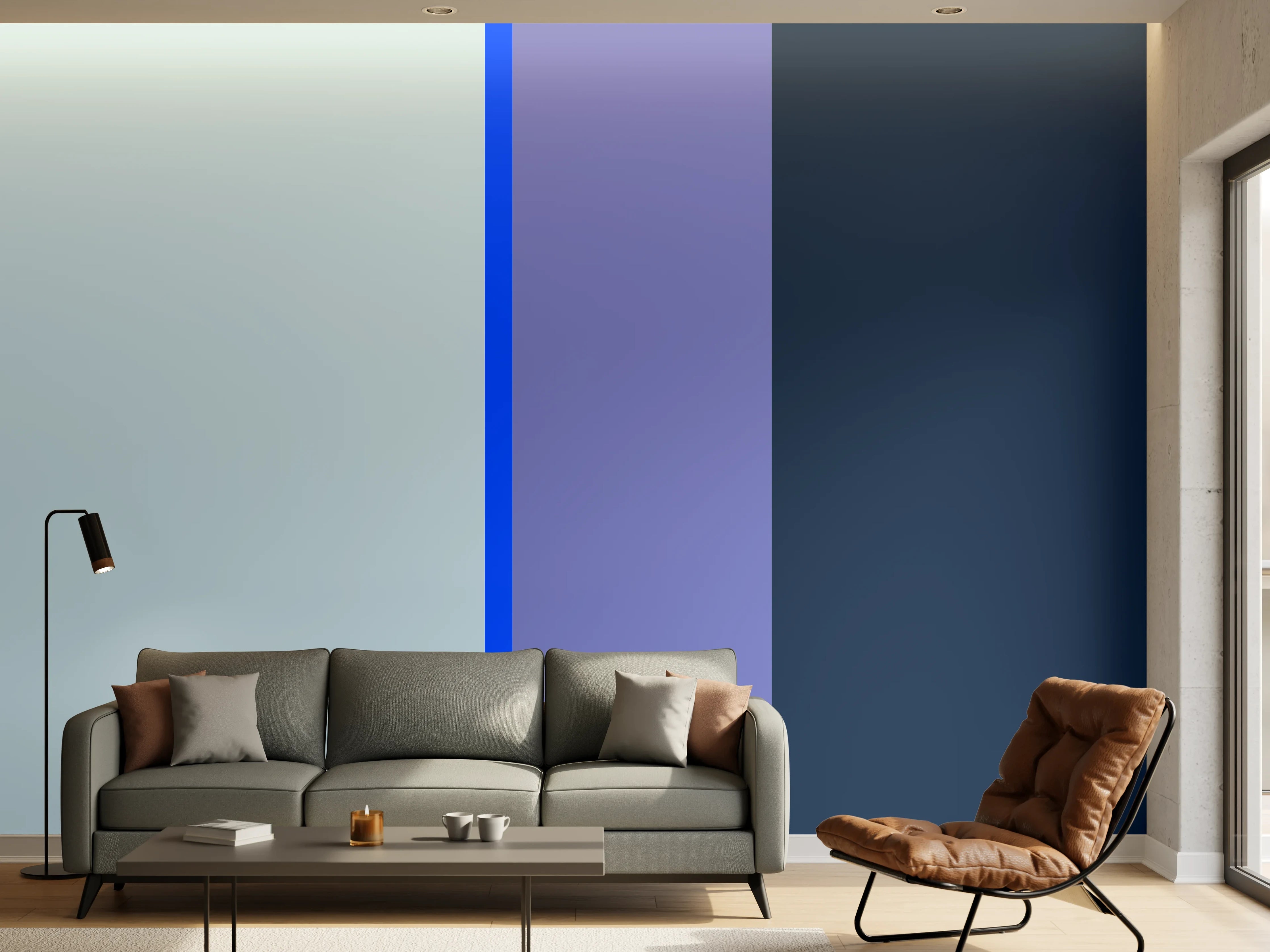 Wandverkleidung Wohnzimmer - The Blues - Vertical - Blueberry