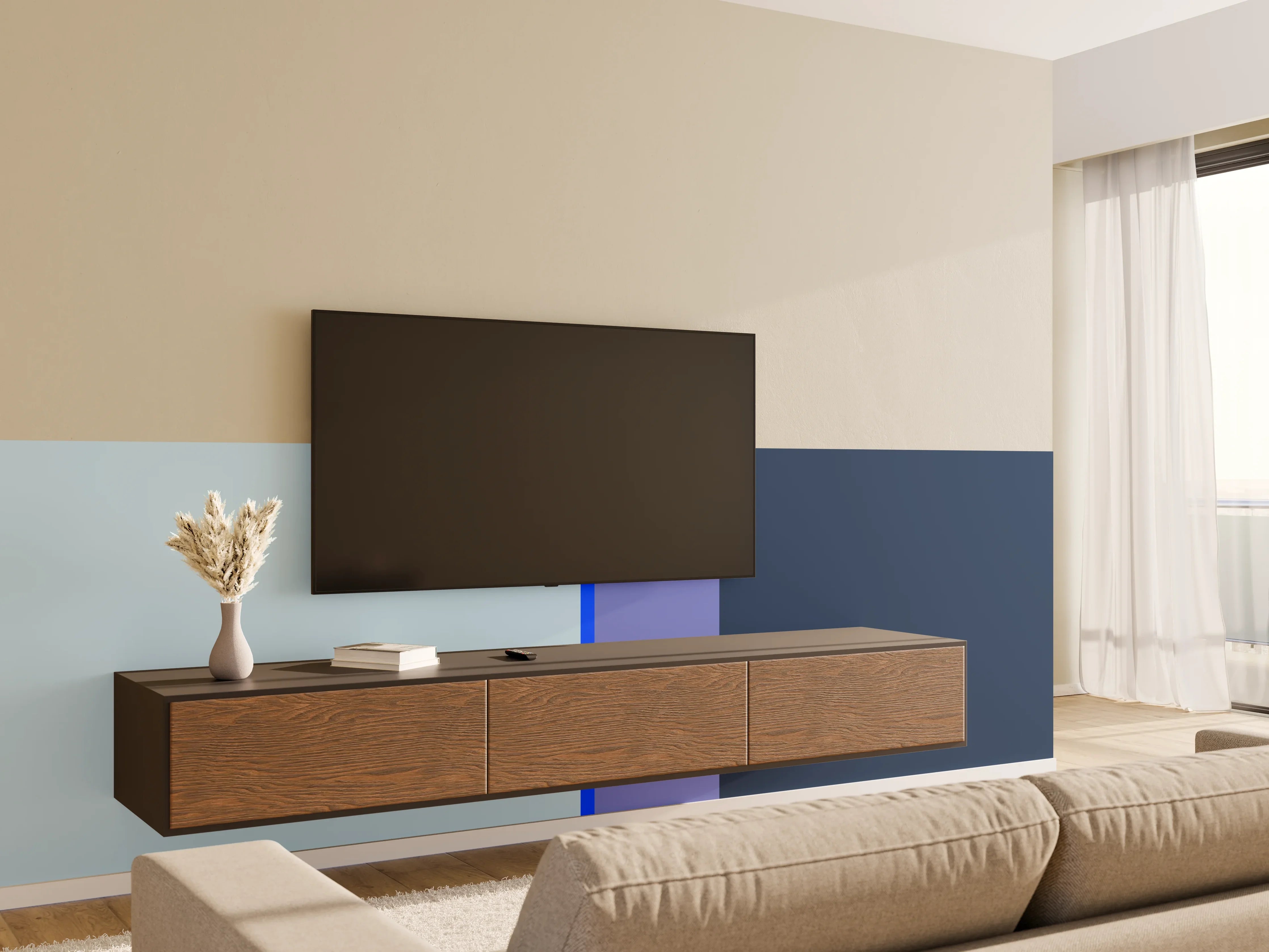 Wandverkleidung Wohnzimmer - The Blues - Vertical - Blueberry