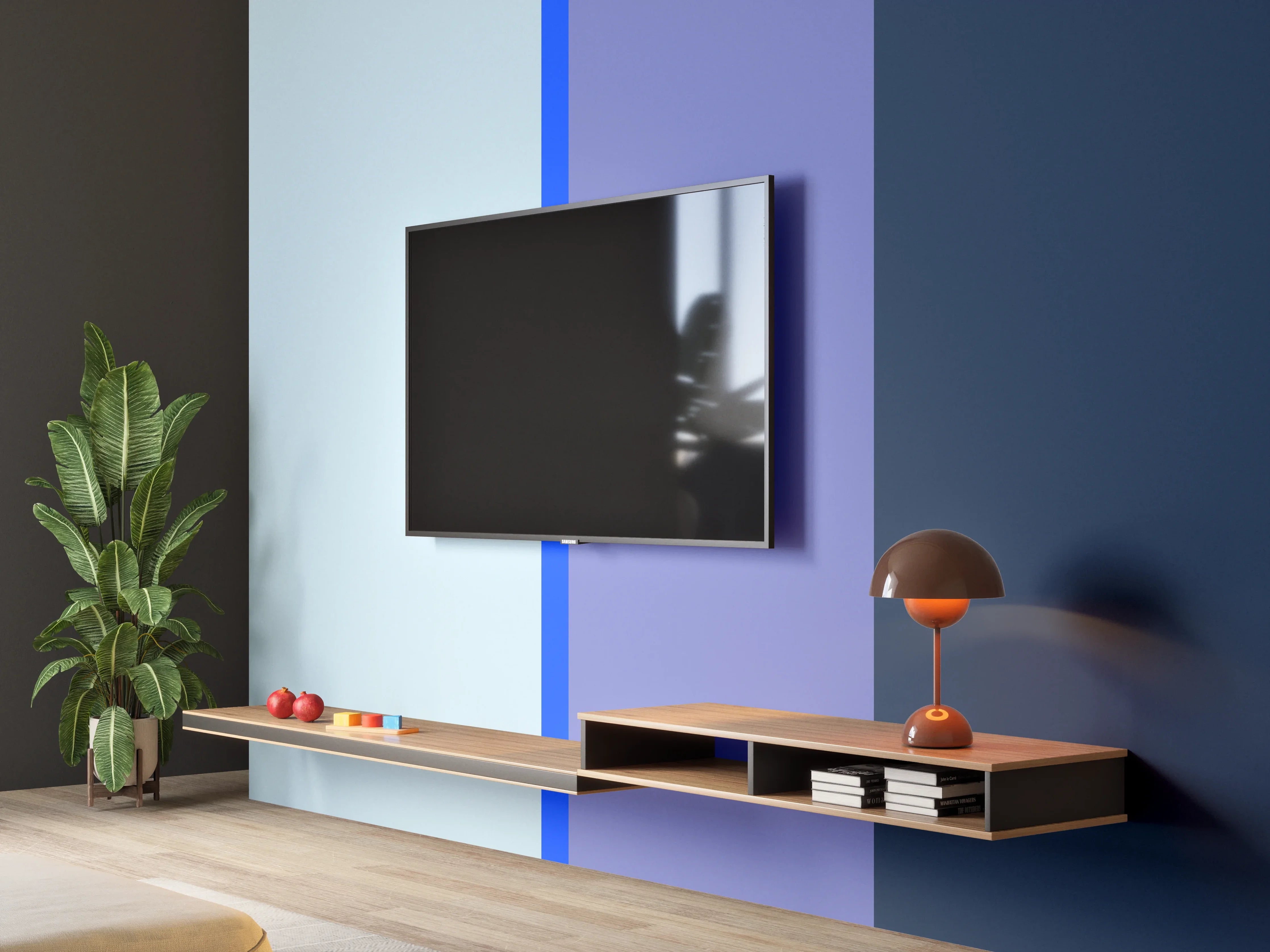 Wandverkleidung Wohnzimmer - The Blues - Vertical - Blueberry