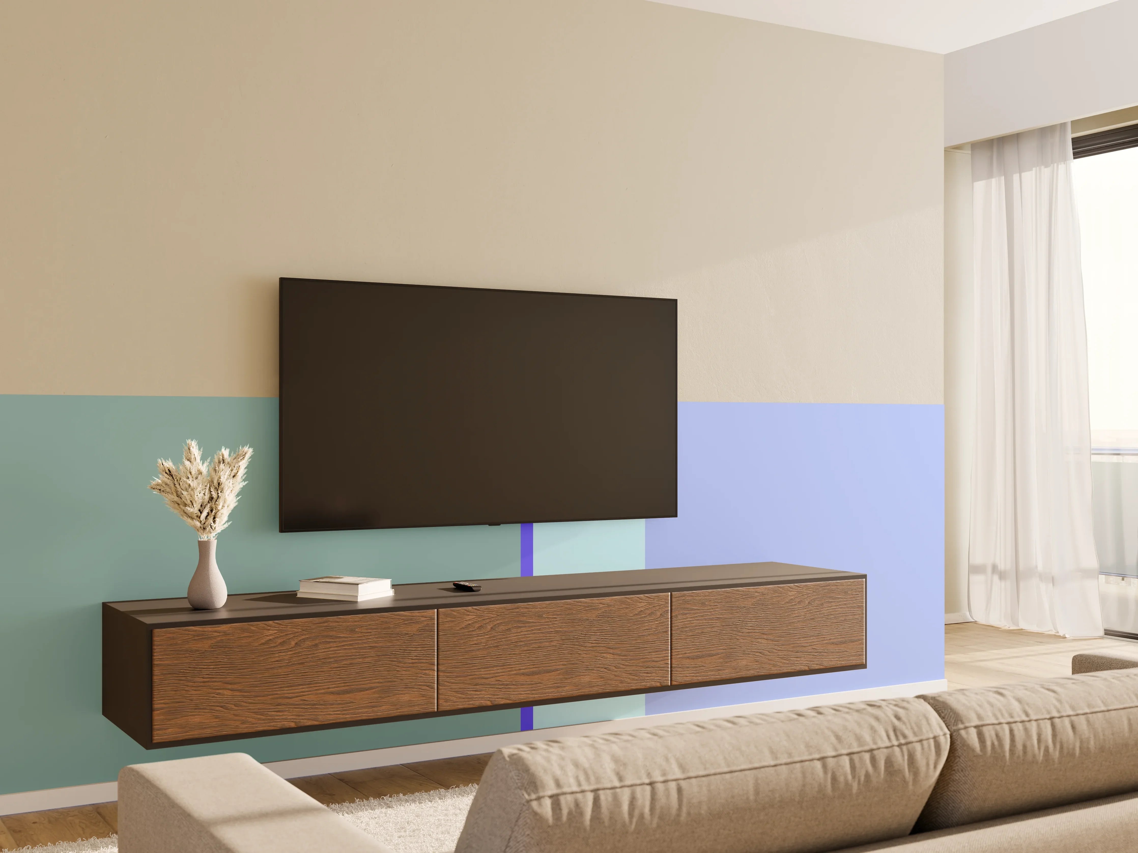 Wandverkleidung Wohnzimmer - The Blues - Vertical - Lavender