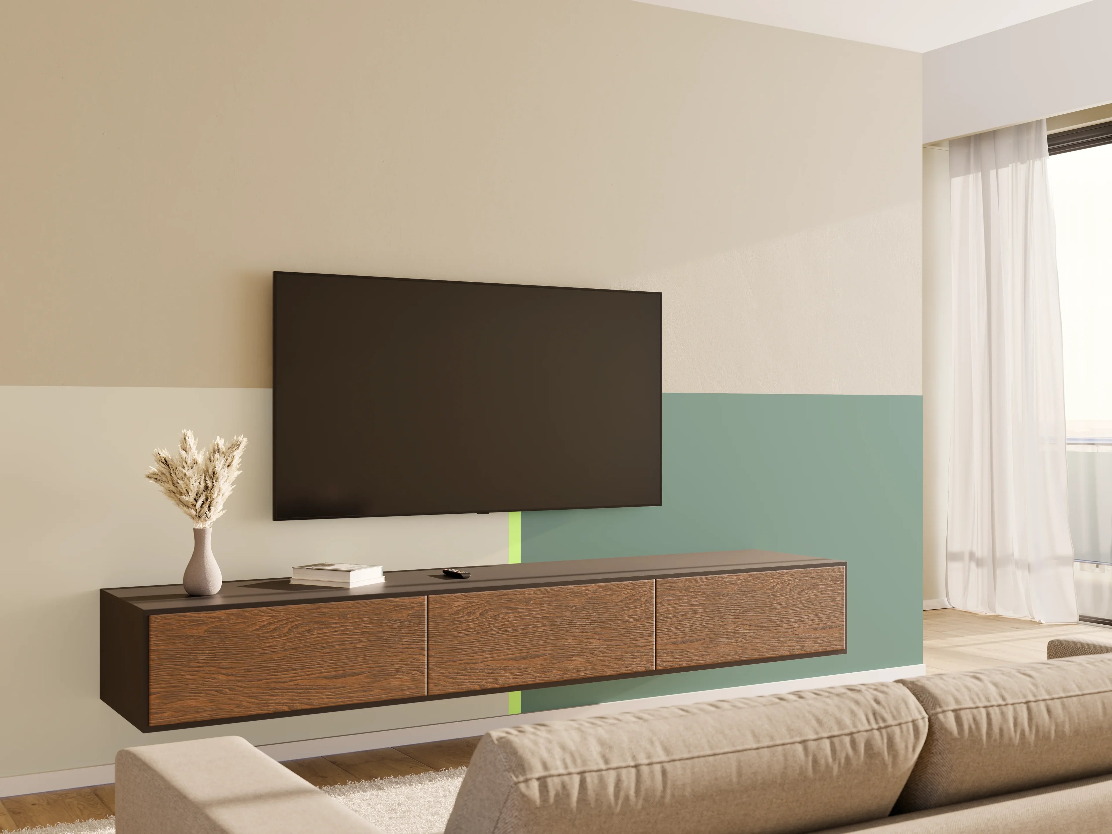 Wandverkleidung Wohnzimmer - The Greens - Easy Vertical - Granny Smith