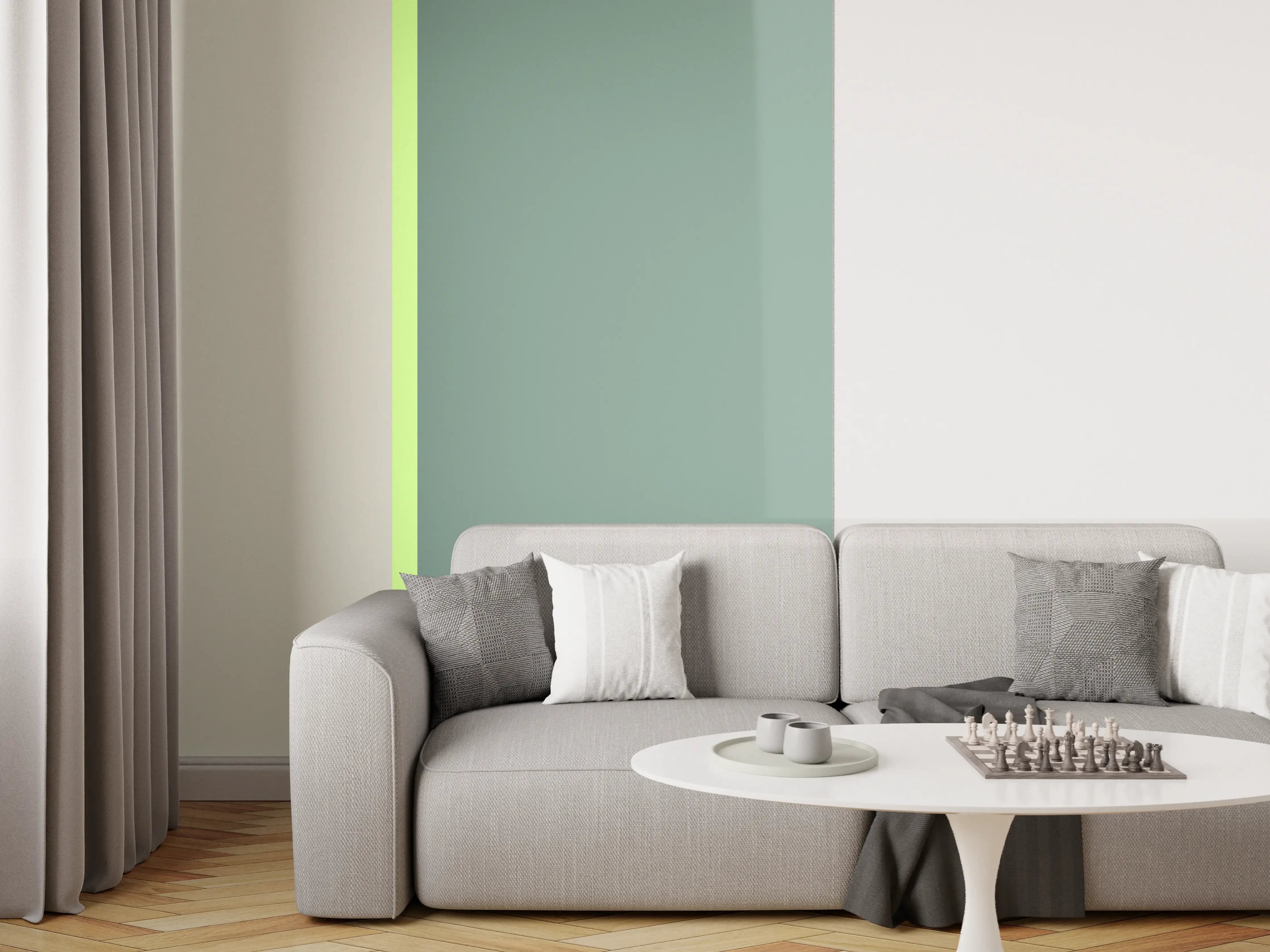 Wandverkleidung Wohnzimmer - The Greens - Easy Vertical - Granny Smith
