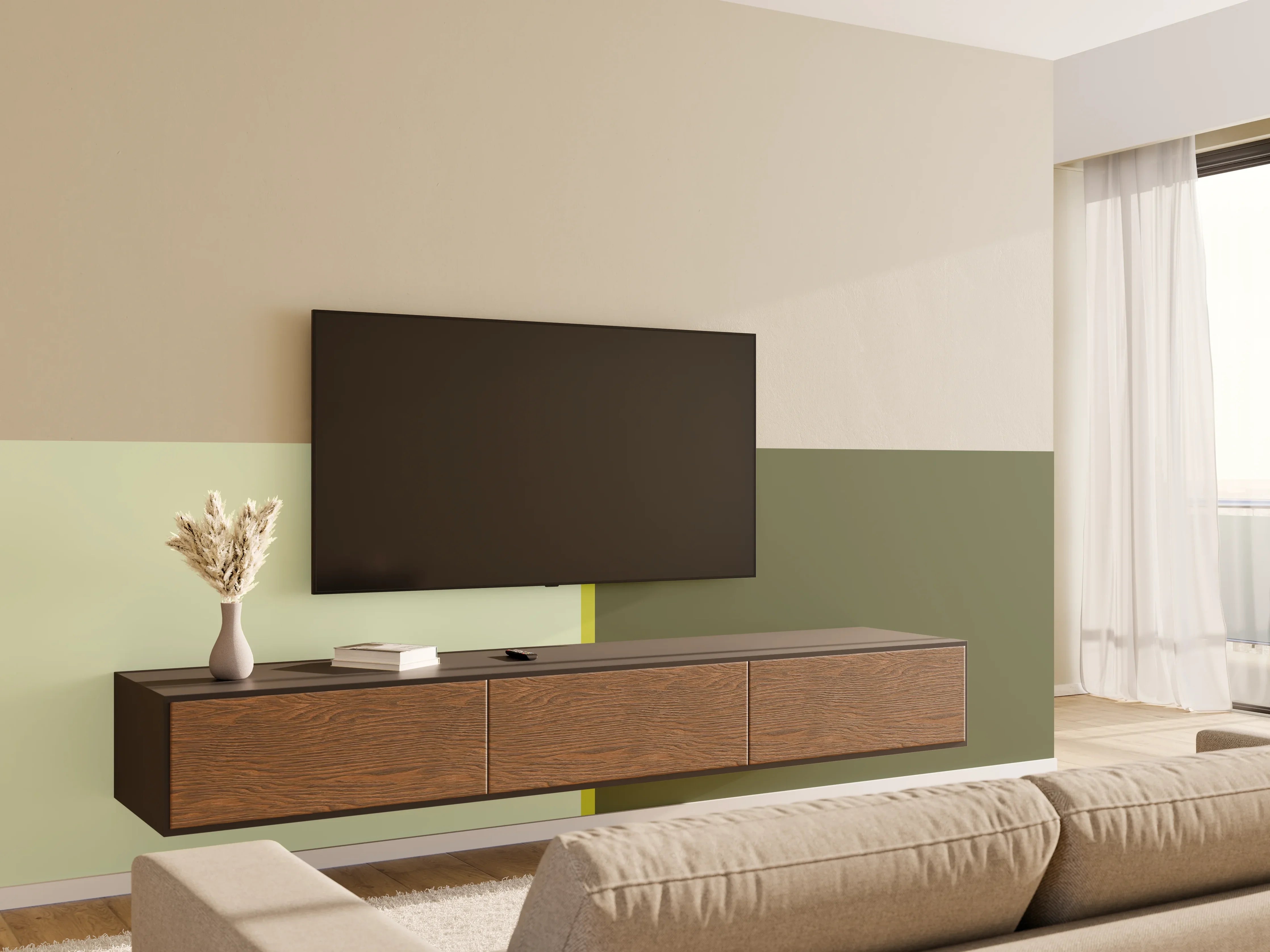 Wandverkleidung Wohnzimmer - The Greens - Easy Vertical - Olive
