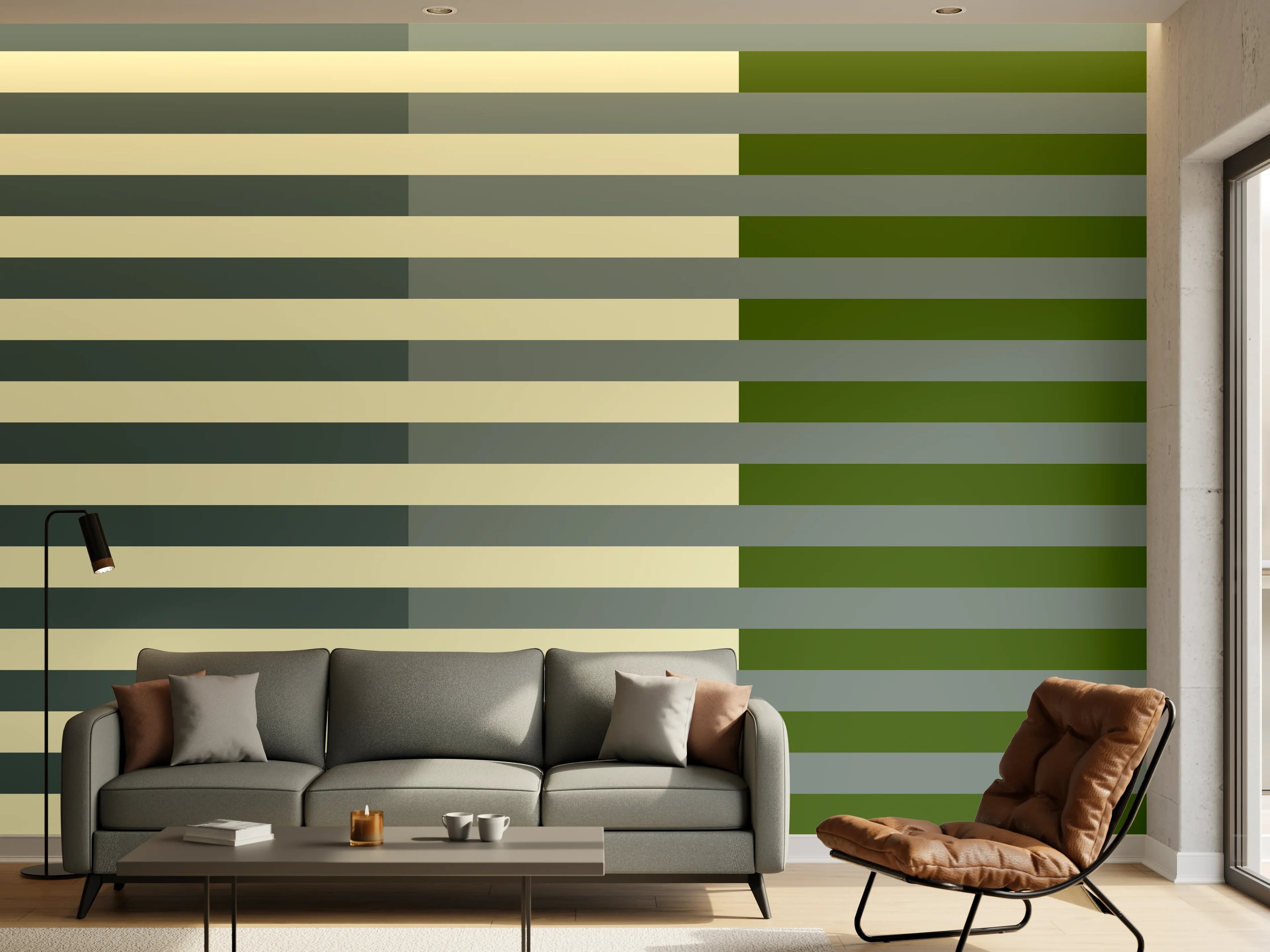 Wandverkleidung Wohnzimmer - The Greens - Multy Stripes - Avocado