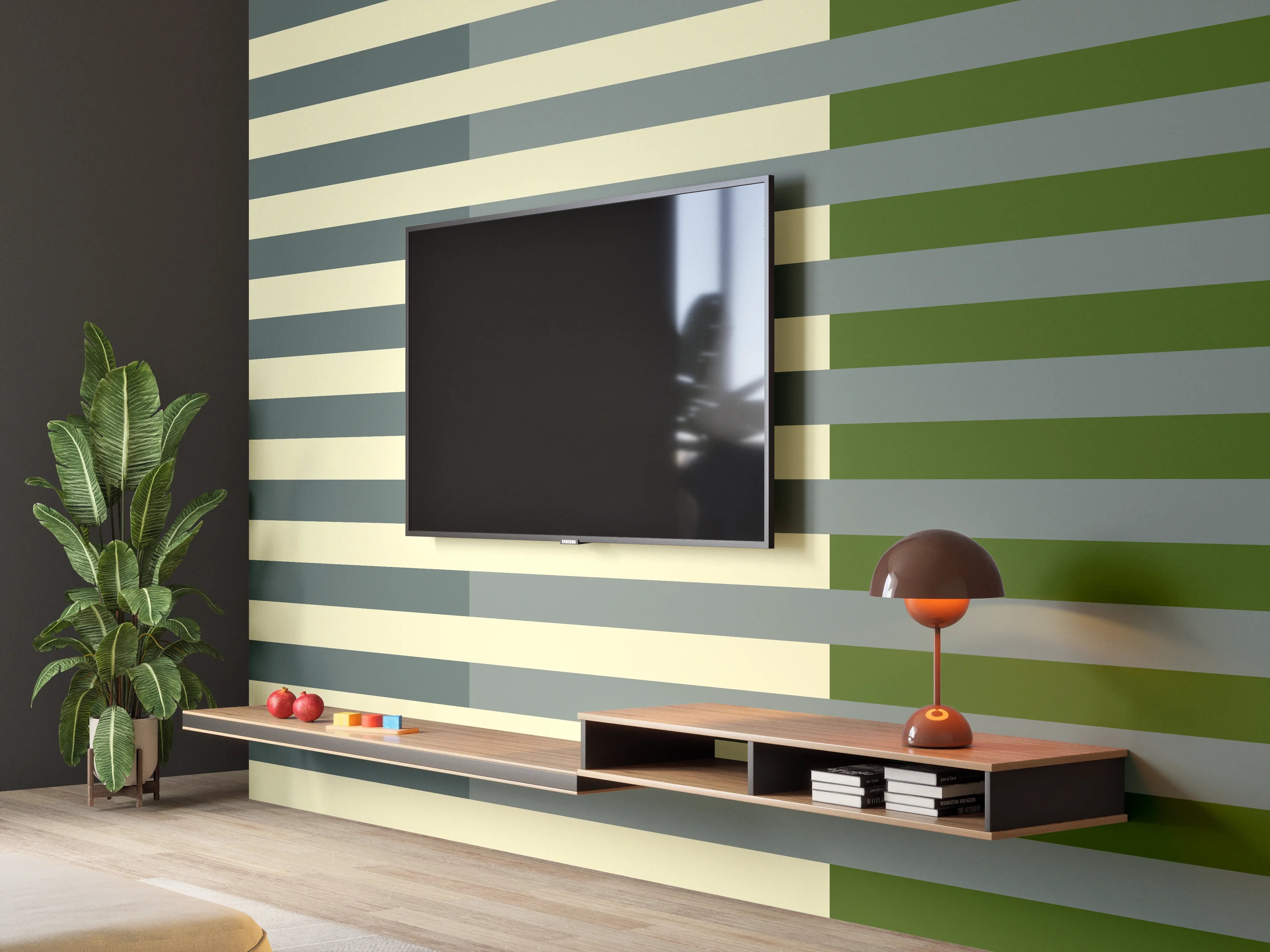 Wandverkleidung Wohnzimmer - The Greens - Multy Stripes - Avocado