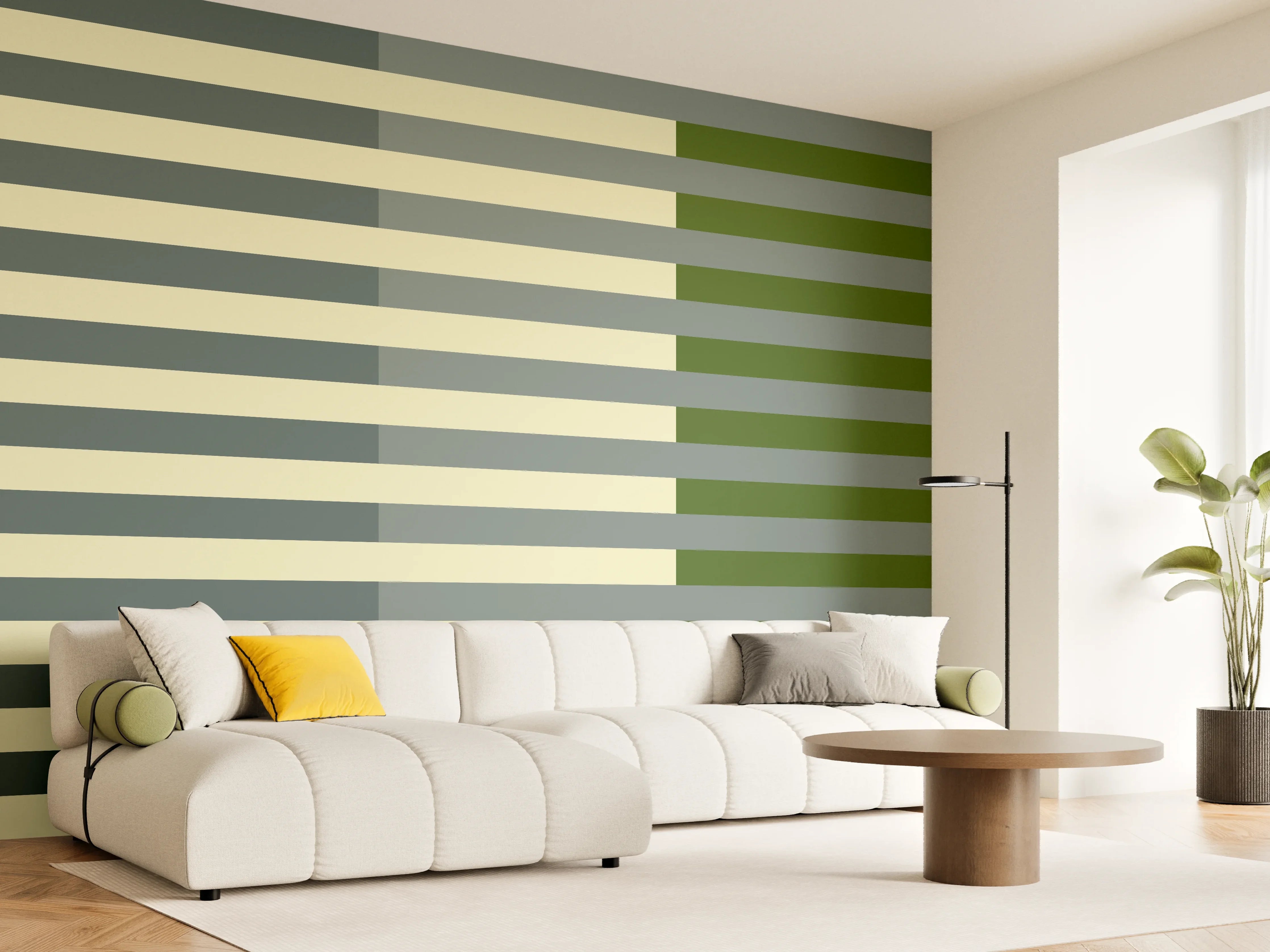 Wandverkleidung Wohnzimmer - The Greens - Multy Stripes - Avocado