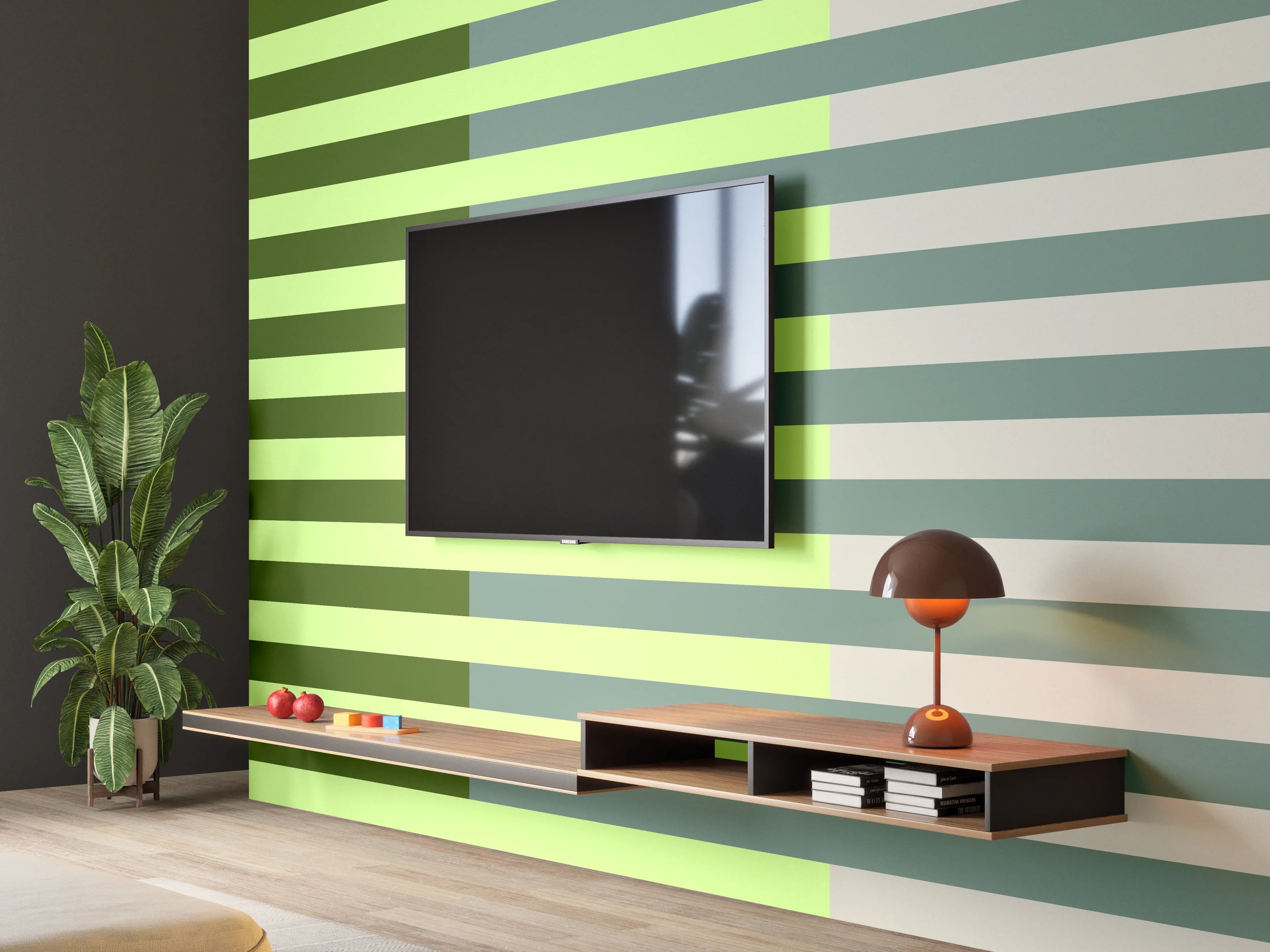 Wandverkleidung Wohnzimmer - The Greens - Multy Stripes - Granny Smith