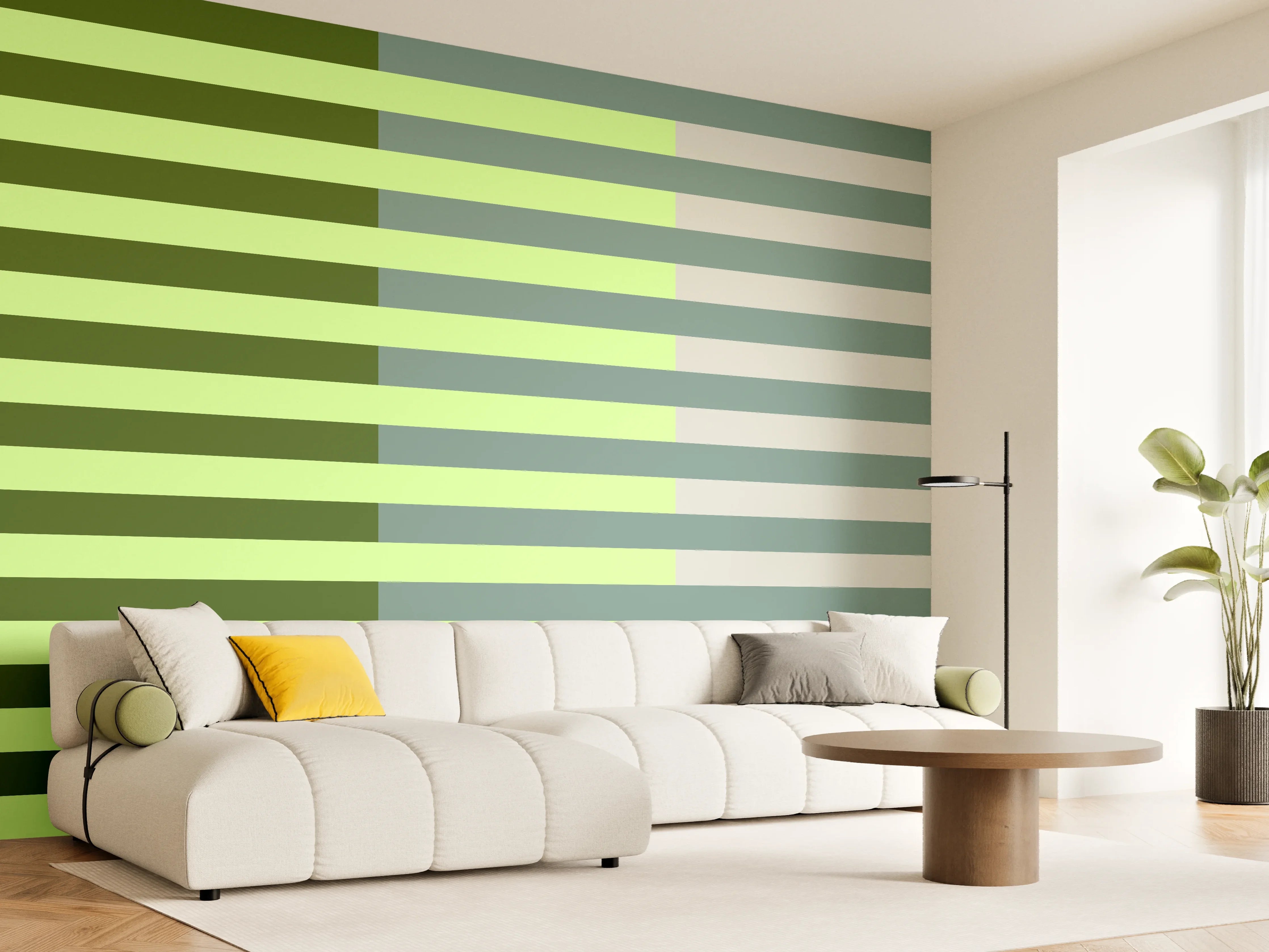 Wandverkleidung Wohnzimmer - The Greens - Multy Stripes - Granny Smith