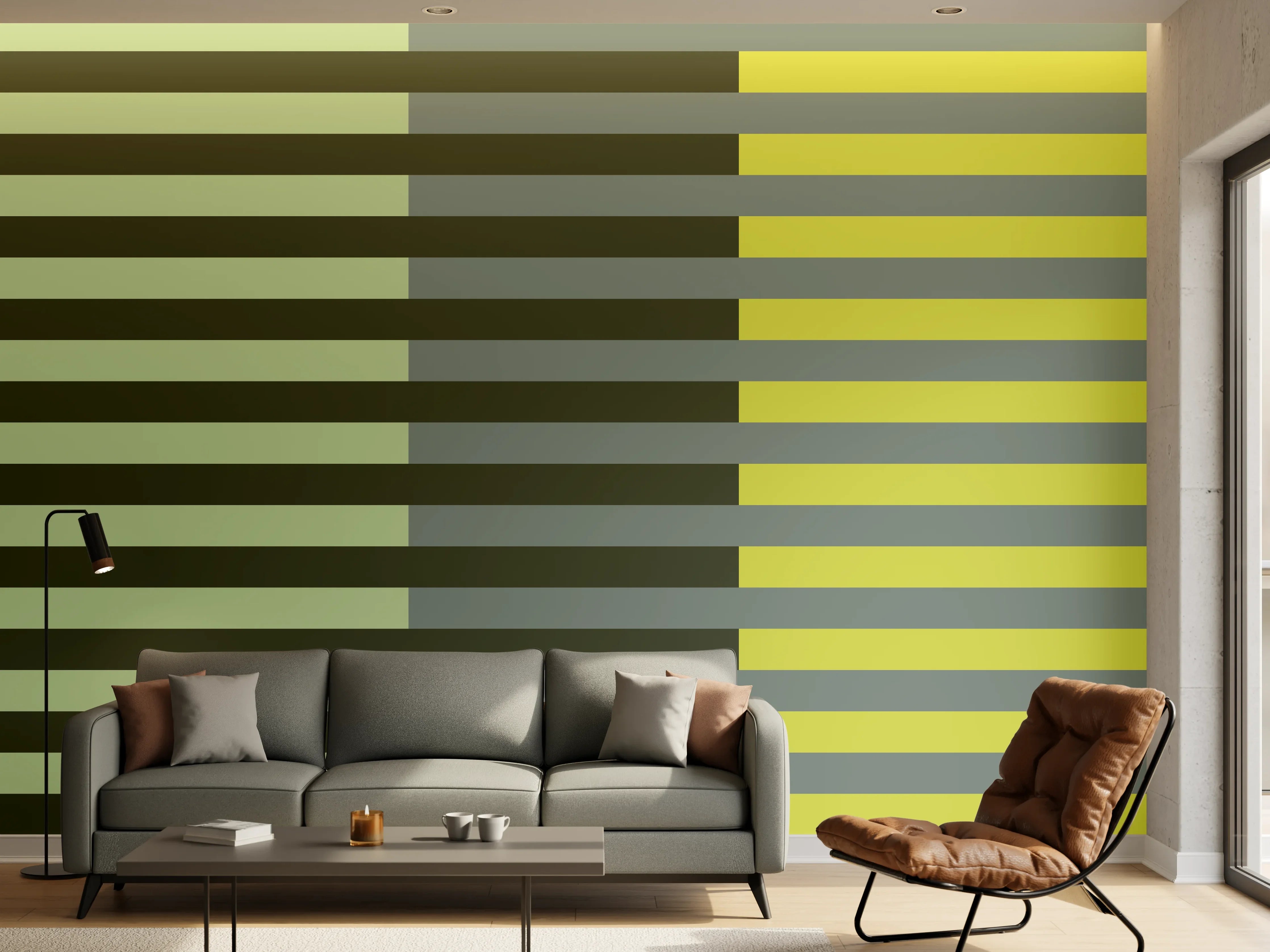 Wandverkleidung Wohnzimmer - The Greens - Multy Stripes - Matcha