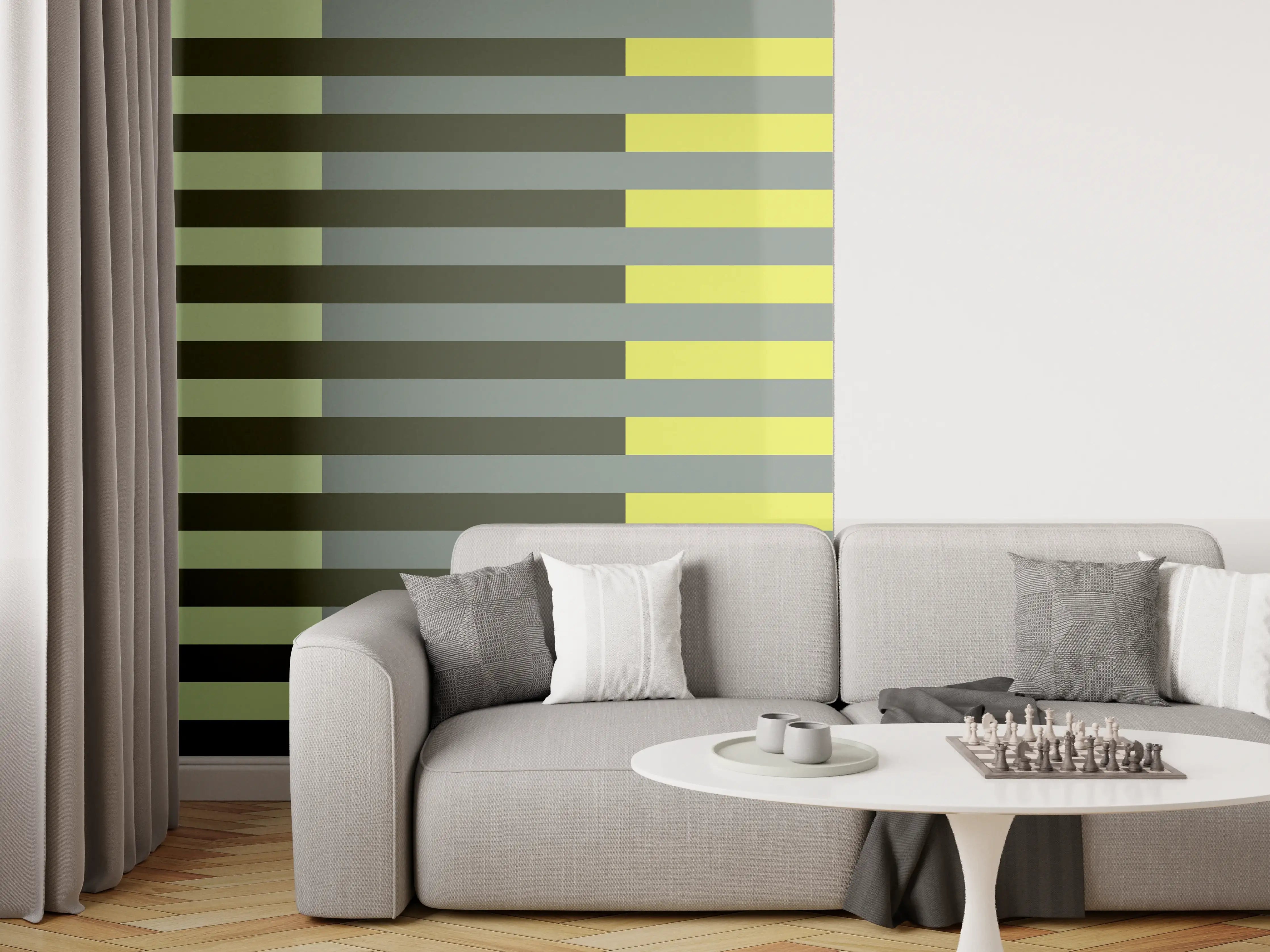 Wandverkleidung Wohnzimmer - The Greens - Multy Stripes - Matcha