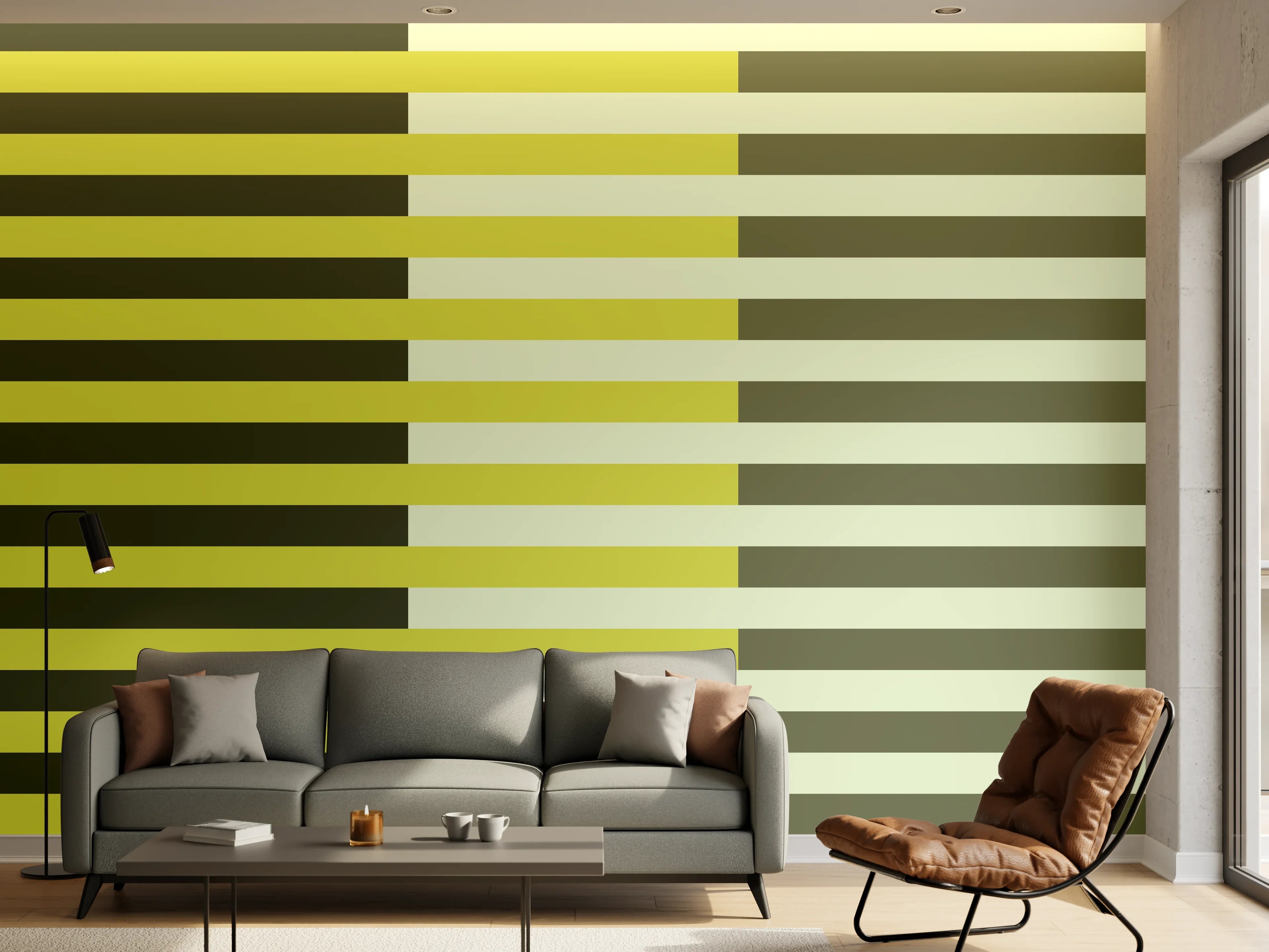 Wandverkleidung Wohnzimmer - The Greens - Multy Stripes - Olive