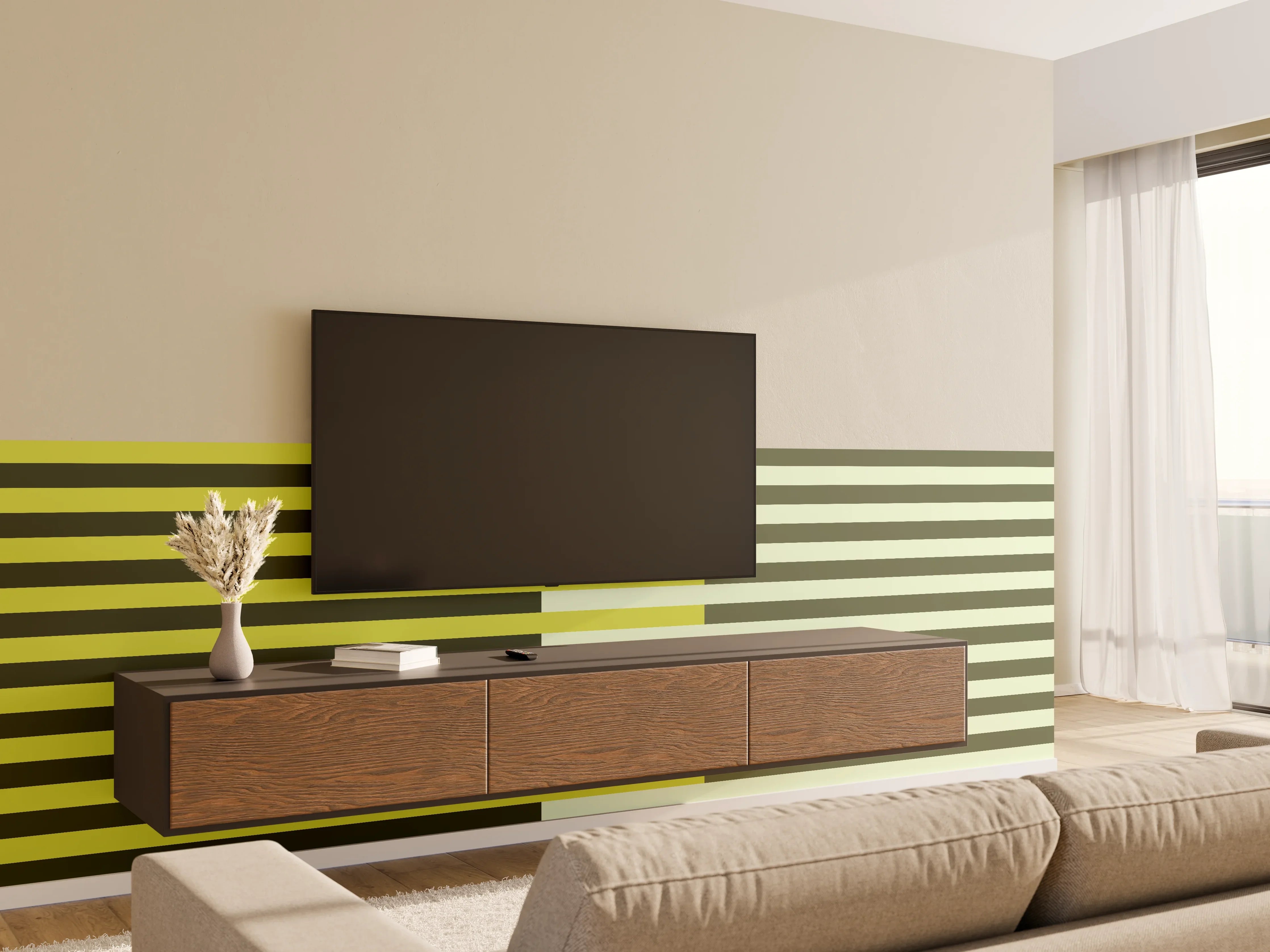 Wandverkleidung Wohnzimmer - The Greens - Multy Stripes - Olive