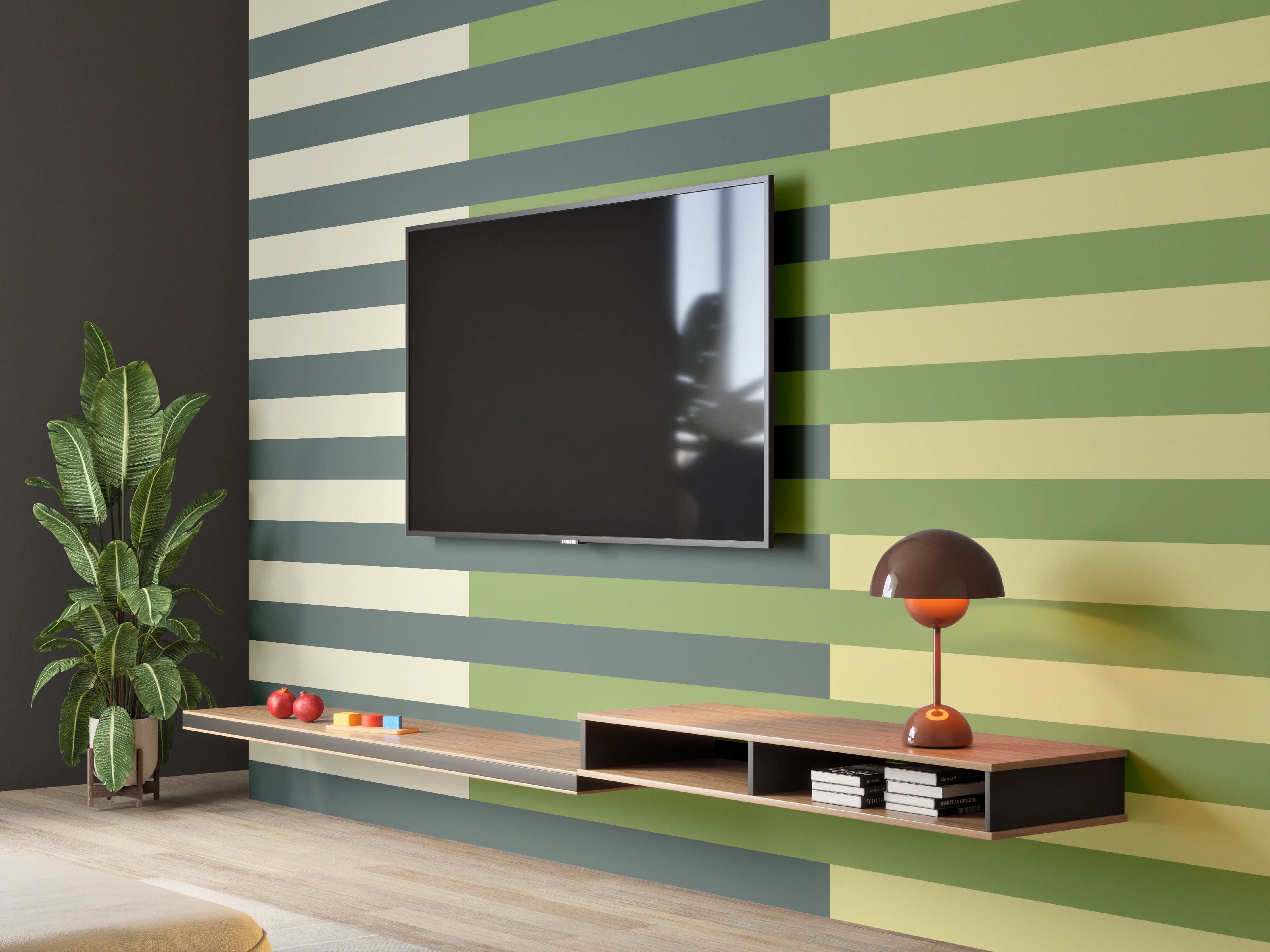 Wandverkleidung Wohnzimmer - The Greens - Multy Stripes - Pistachio