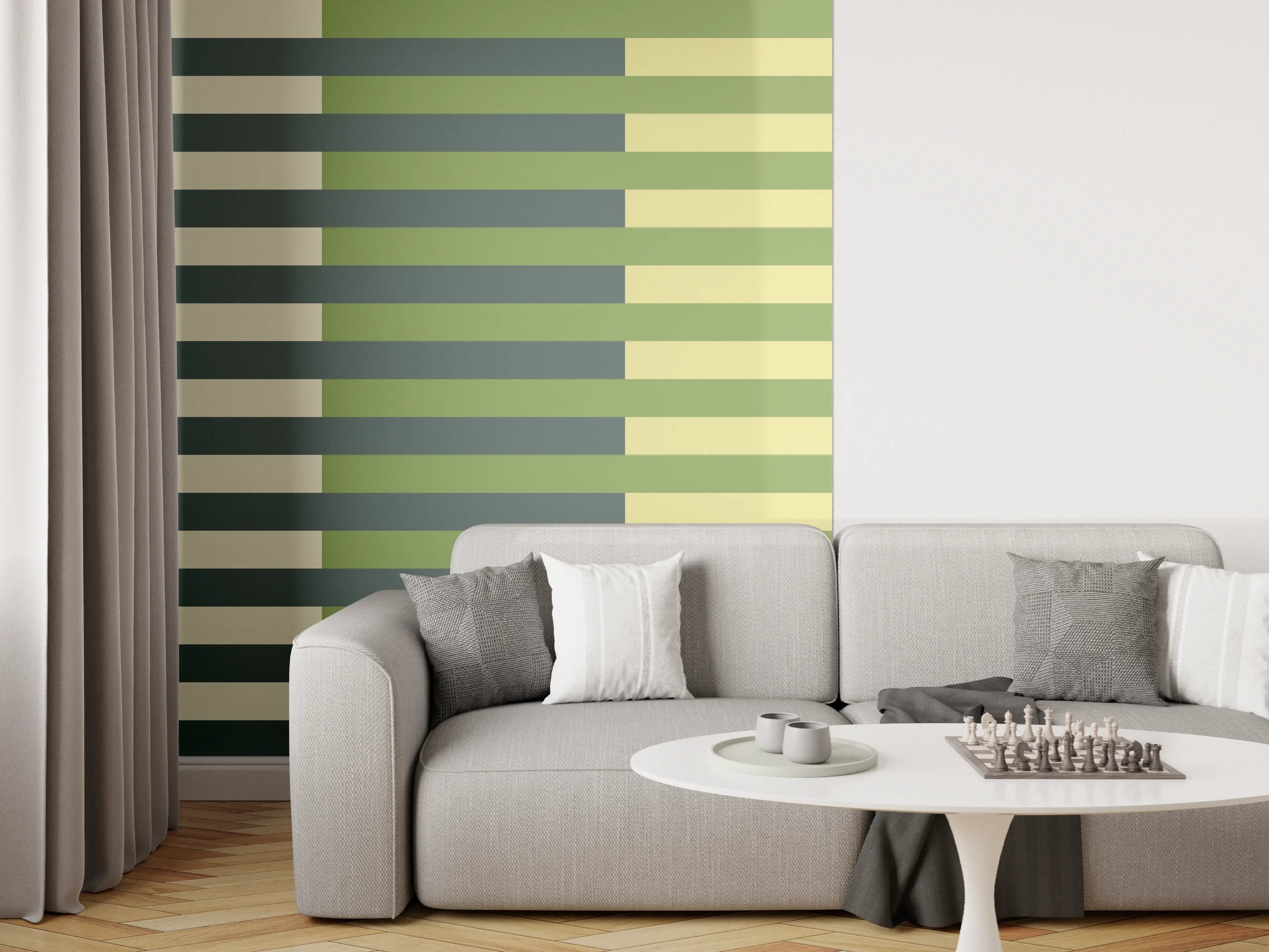 Wandverkleidung Wohnzimmer - The Greens - Multy Stripes - Pistachio