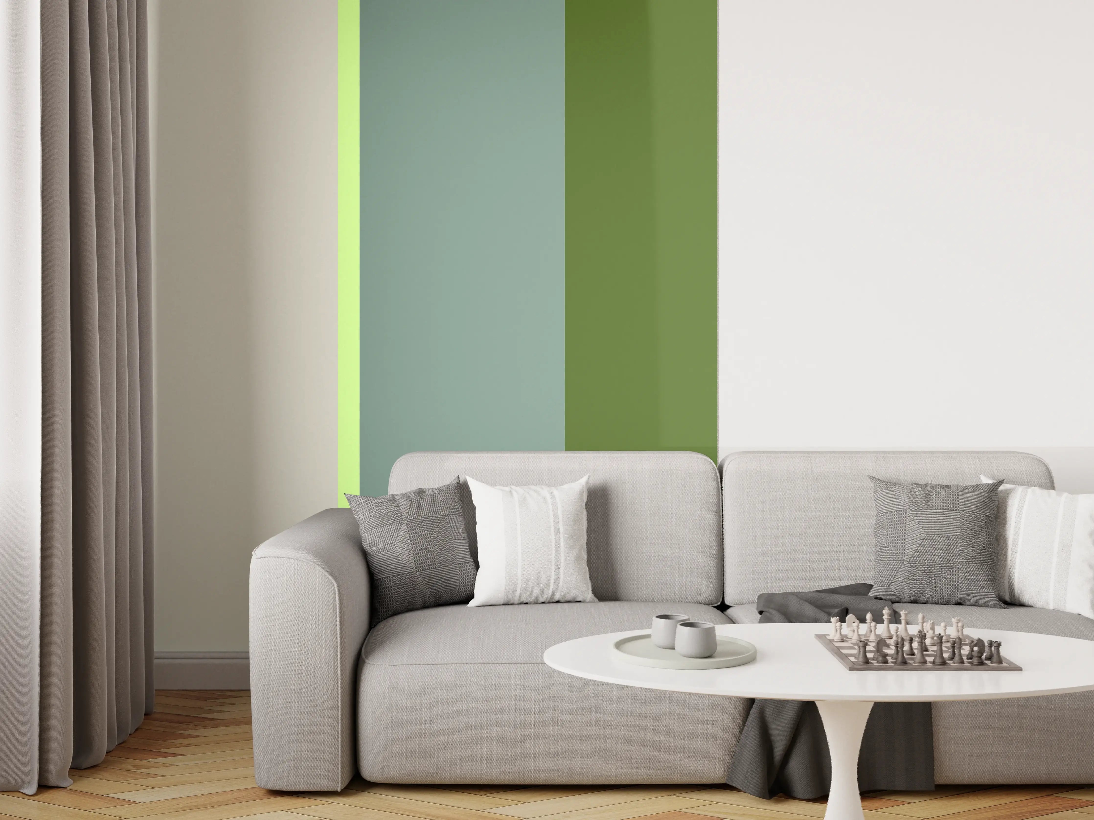 Wandverkleidung Wohnzimmer - The Greens - Vertical - Granny Smith
