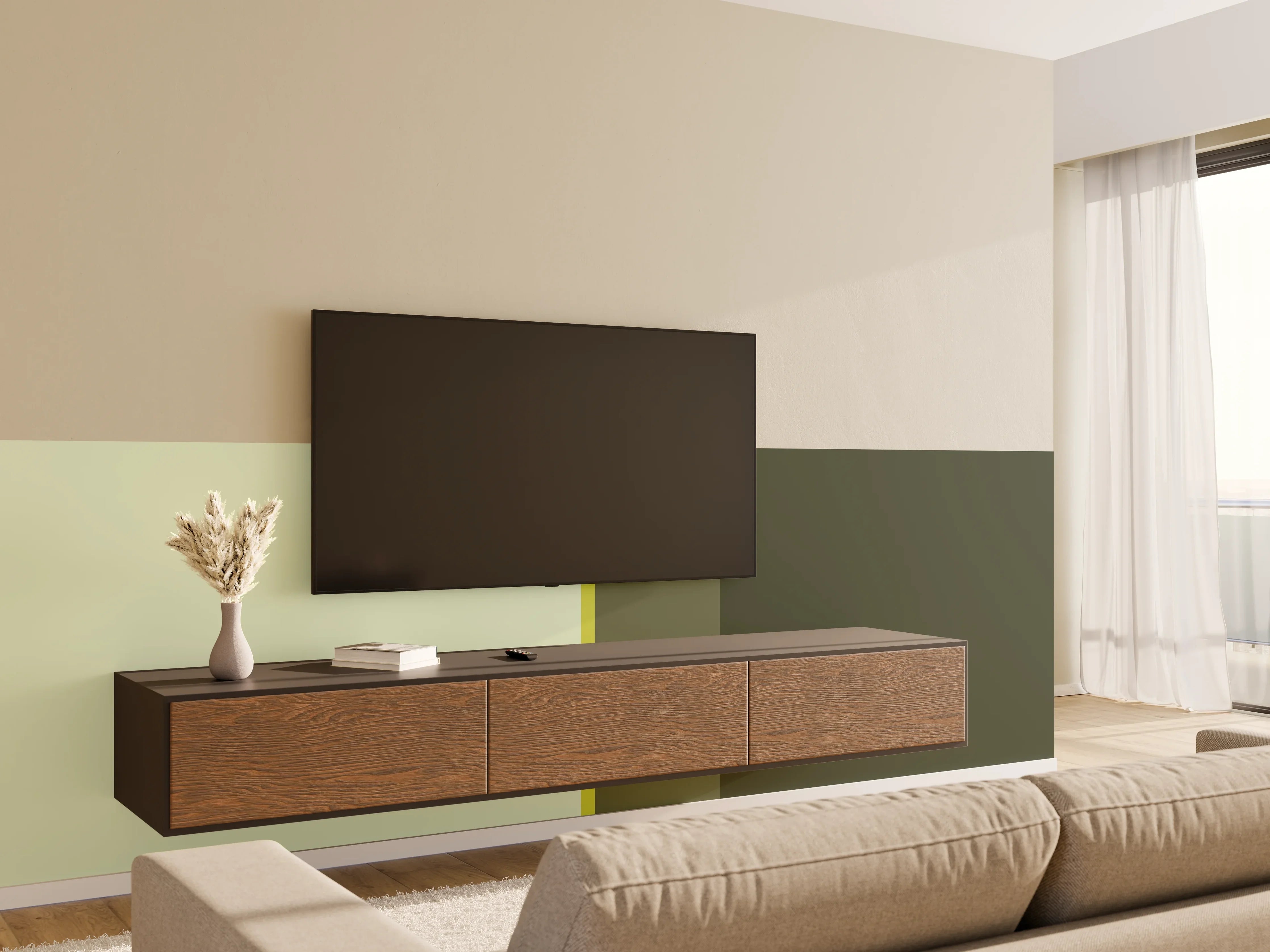 Wandverkleidung Wohnzimmer - The Greens - Vertical - Olive