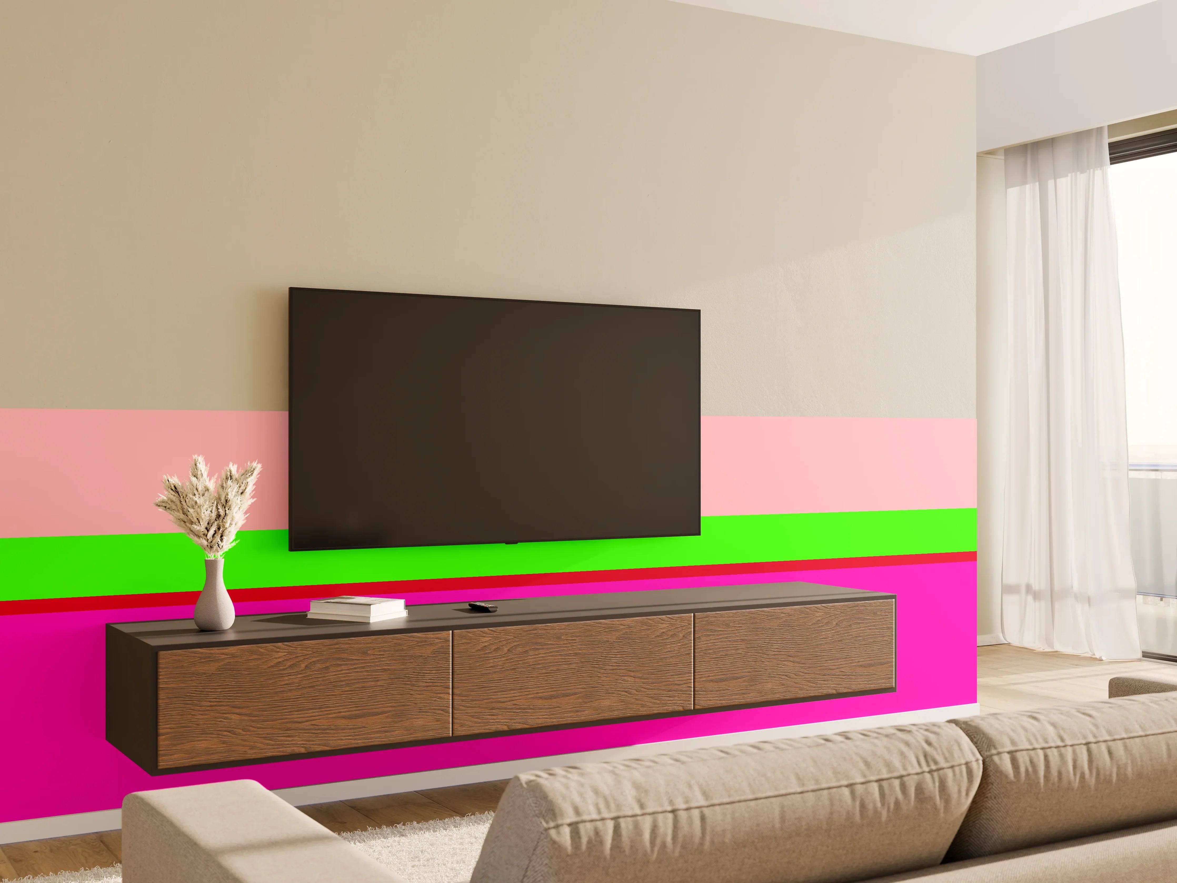 Wandverkleidung Wohnzimmer - The Neons - Horizontal - Nox
