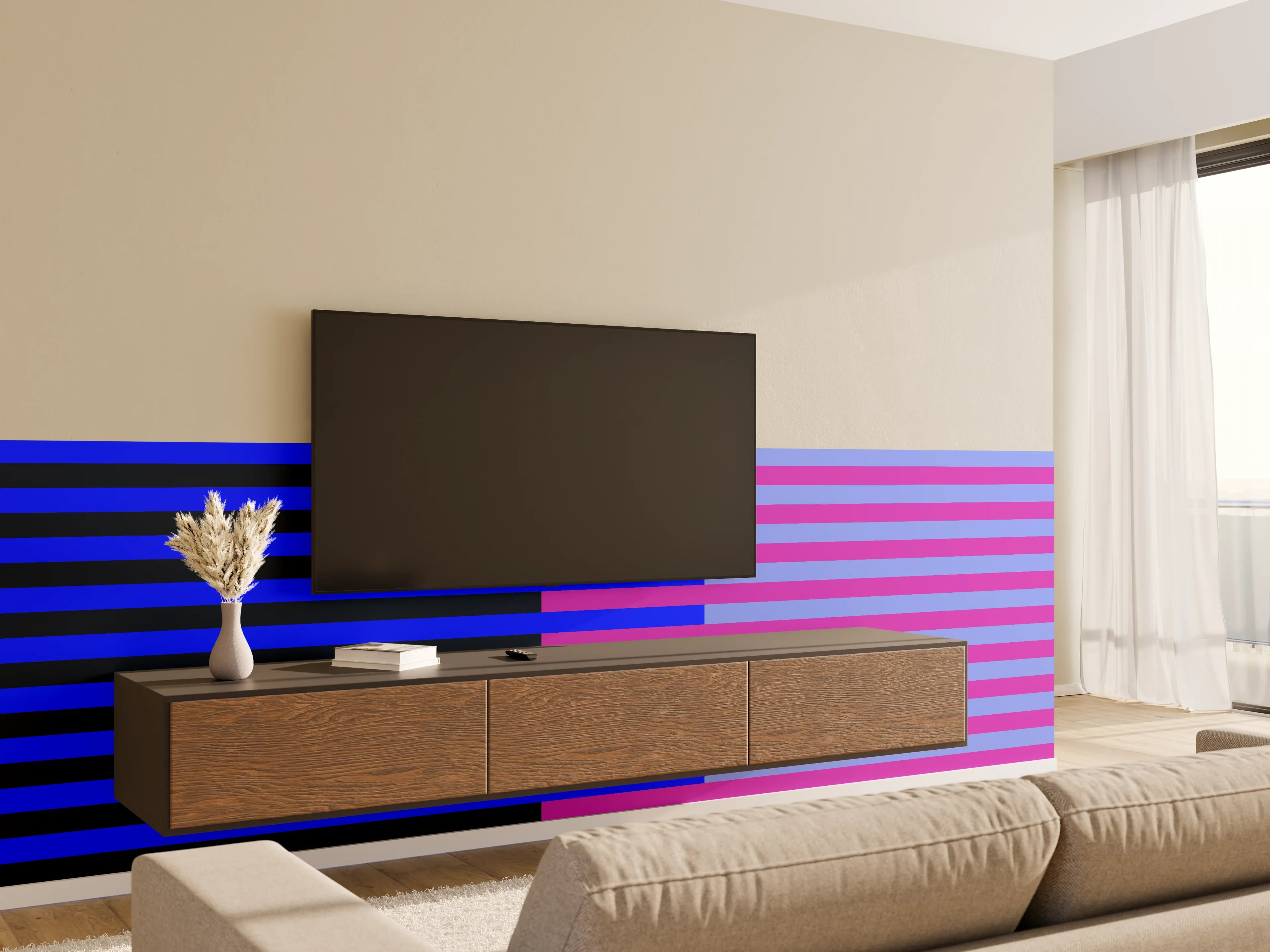 Wandverkleidung Wohnzimmer - The Neons - Multy Stripes - Luna
