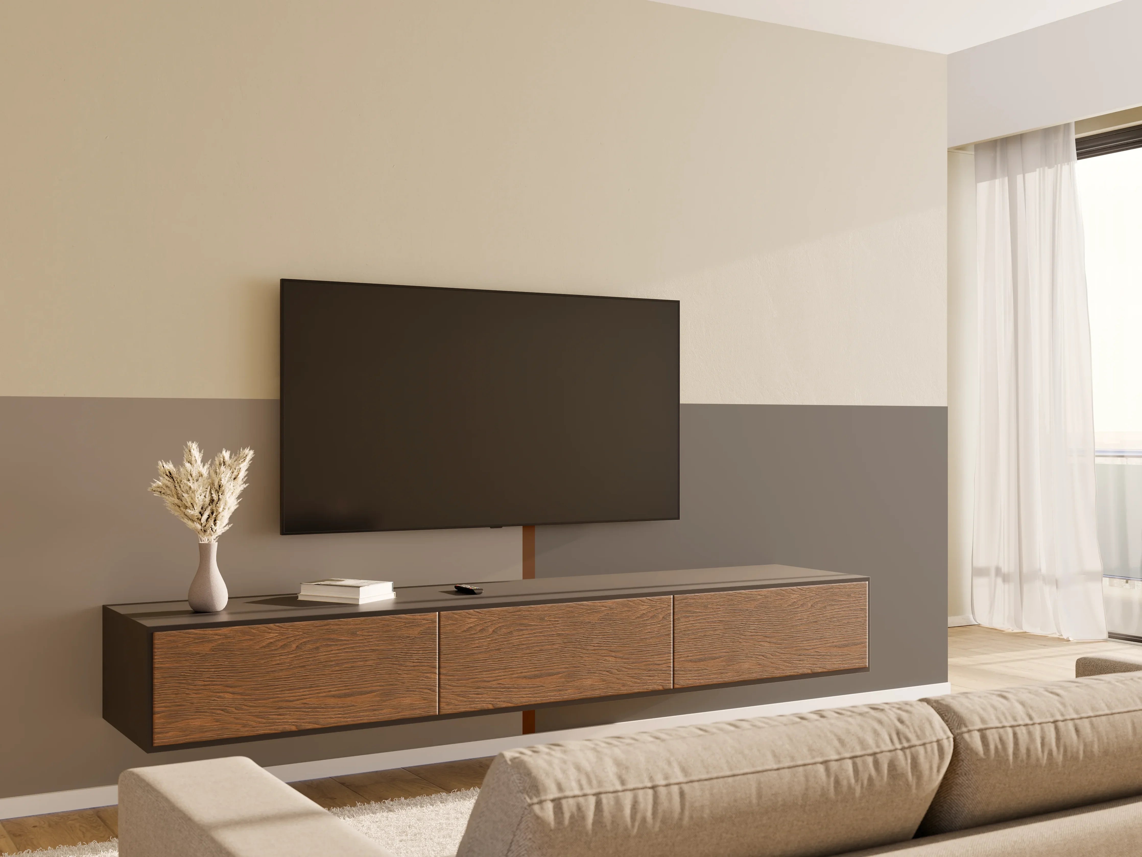 Wandverkleidung Wohnzimmer - The Nudes - Easy Vertikal - Ash