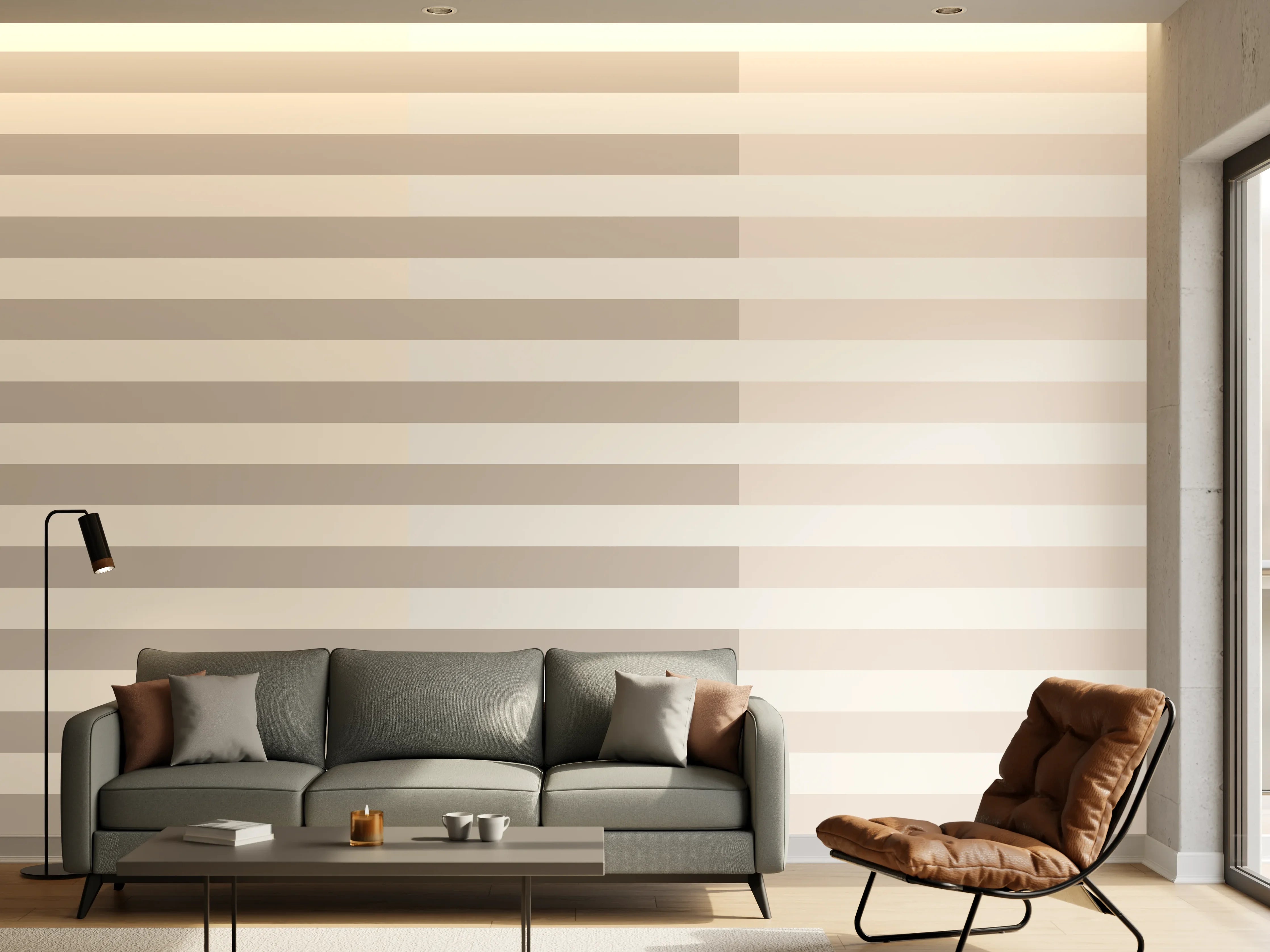 Wandverkleidung Wohnzimmer - The Nudes - Multy Stripes - Latte