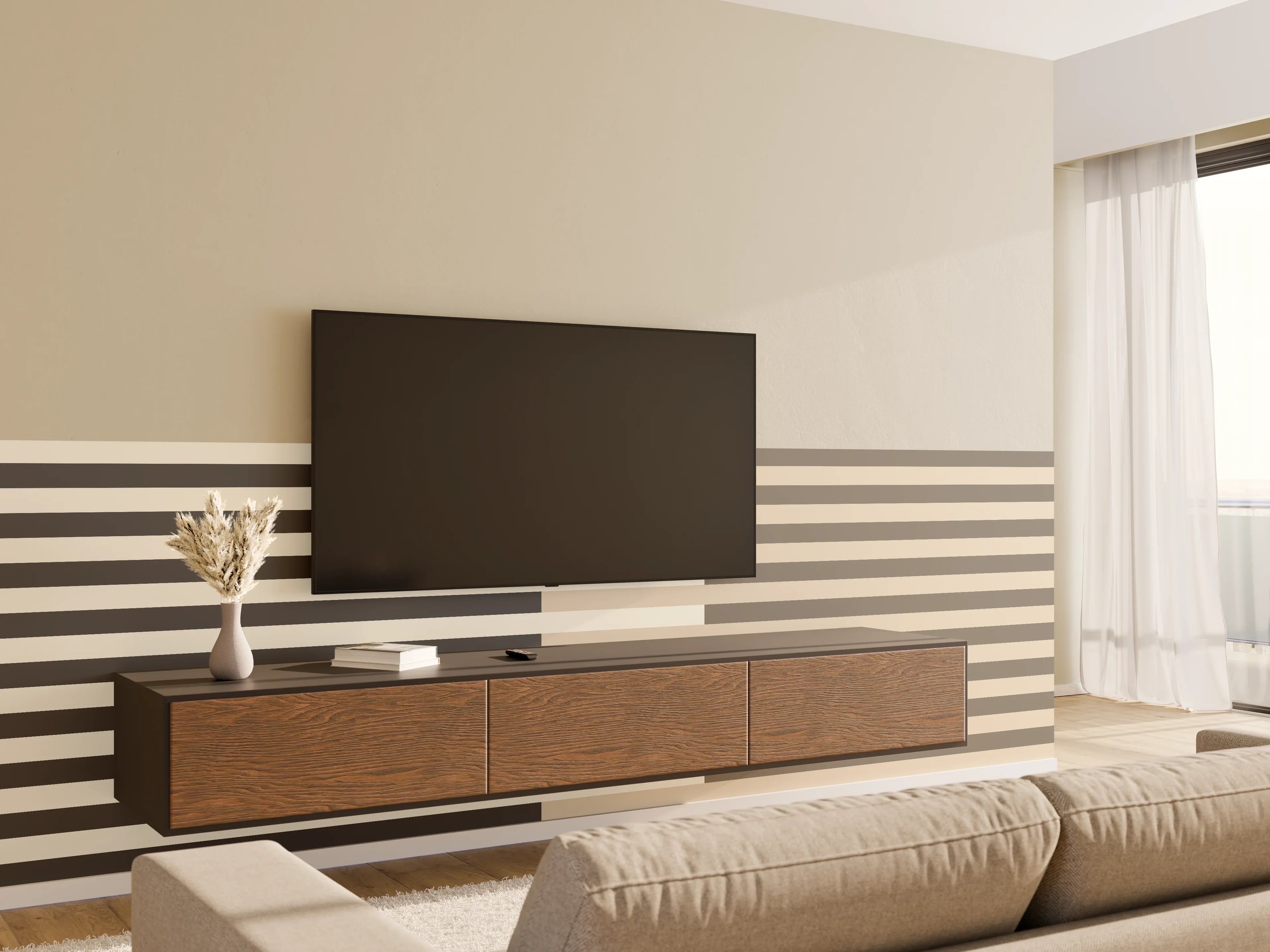 Wandverkleidung Wohnzimmer - The Nudes - Multy Stripes - Toffee