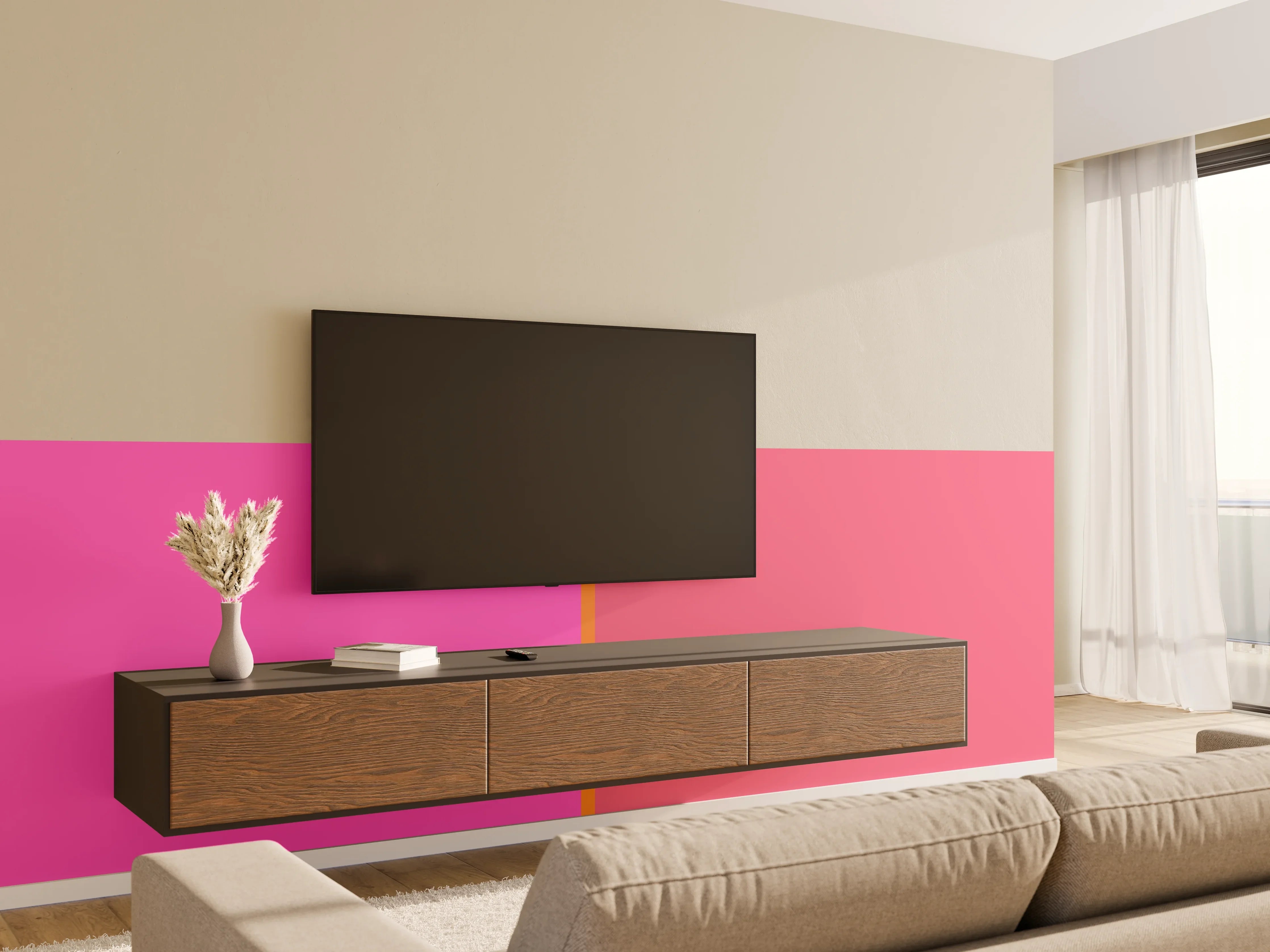 Wandverkleidung Wohnzimmer - The Oranges - Easy Vertical - Fuchsia