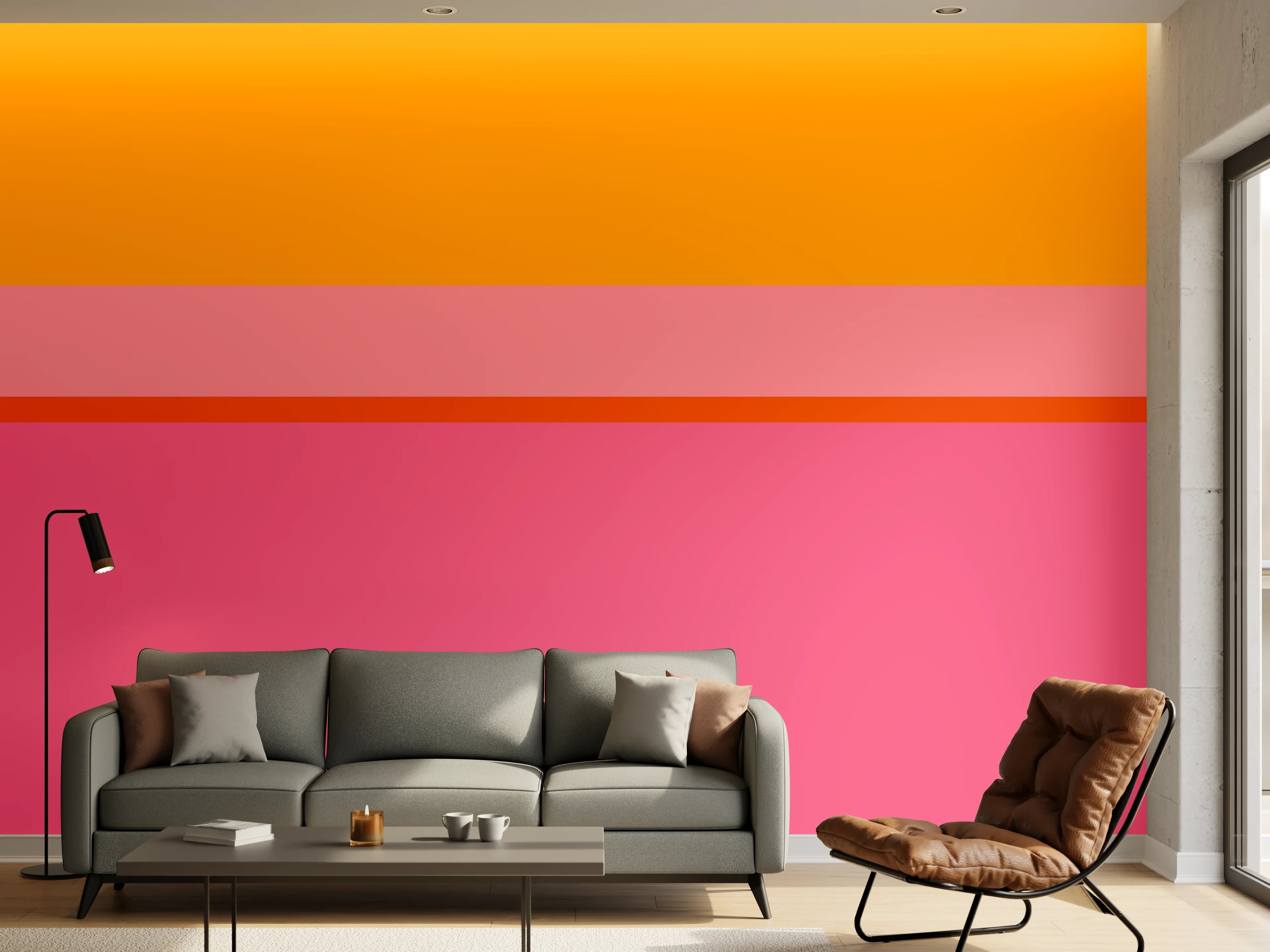Wandverkleidung Wohnzimmer - The Oranges - Horizontal - Raspberry