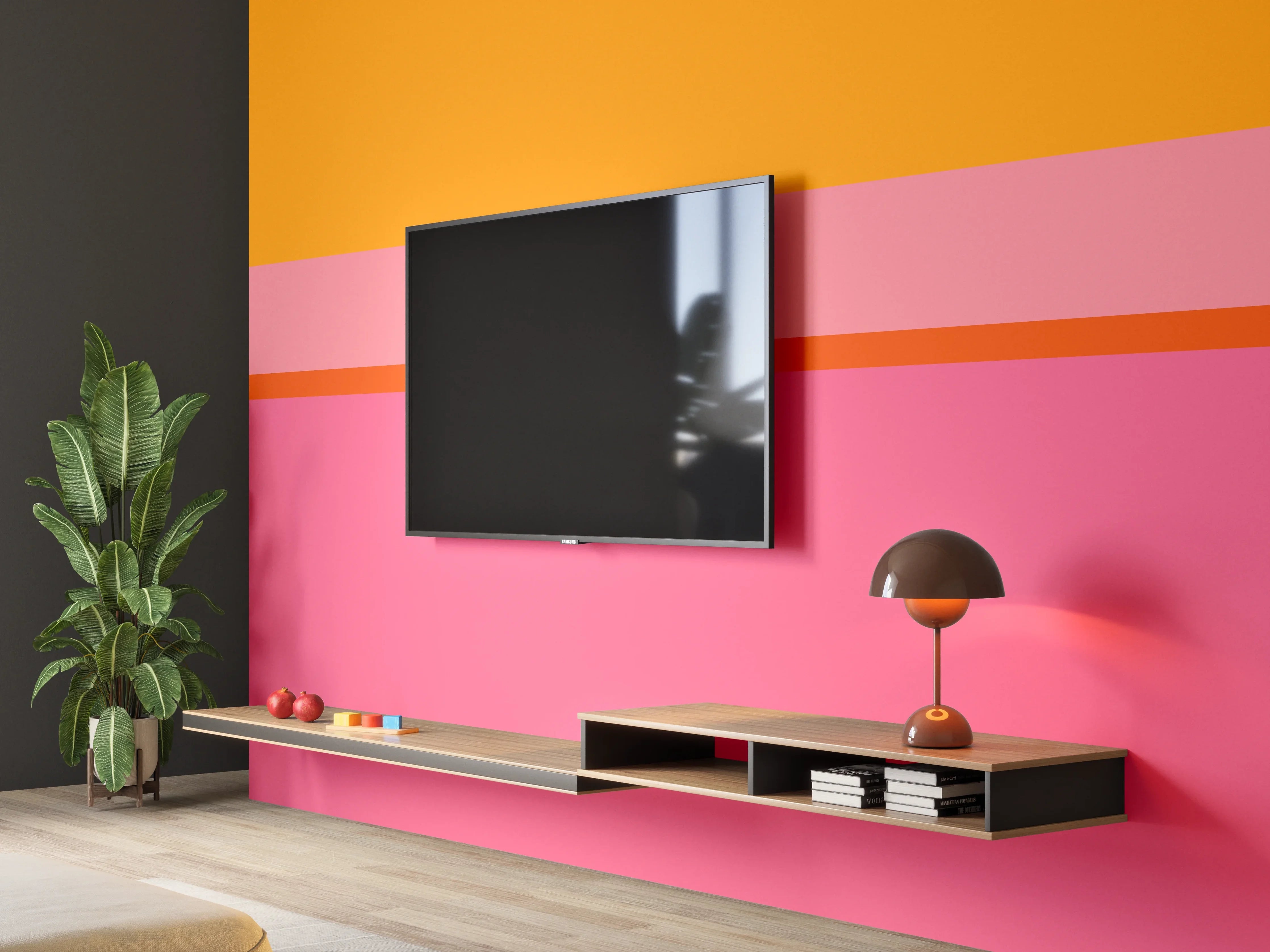 Wandverkleidung Wohnzimmer - The Oranges - Horizontal - Raspberry