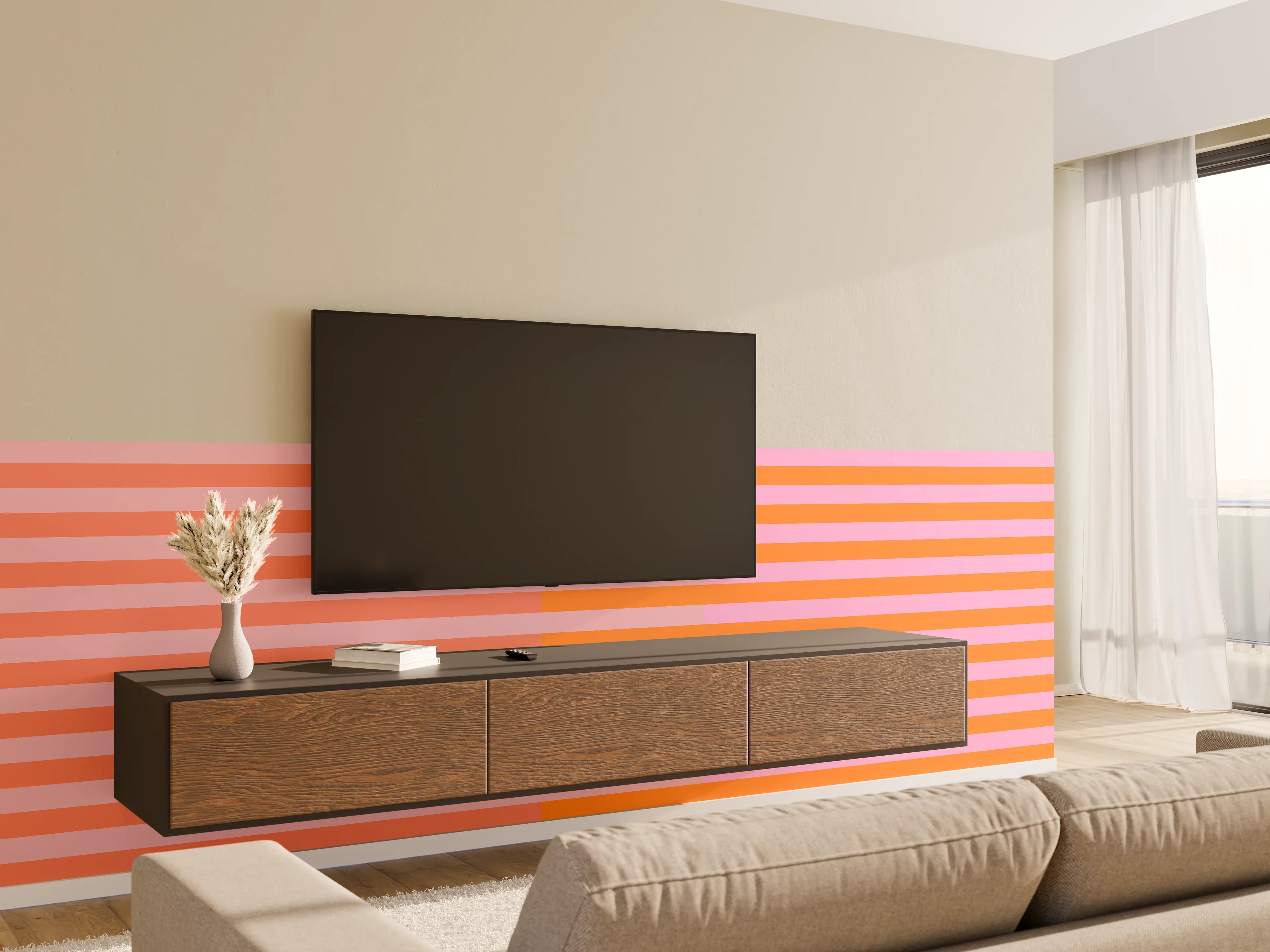 Wandverkleidung Wohnzimmer - The Oranges - Multy Stripes - Coral