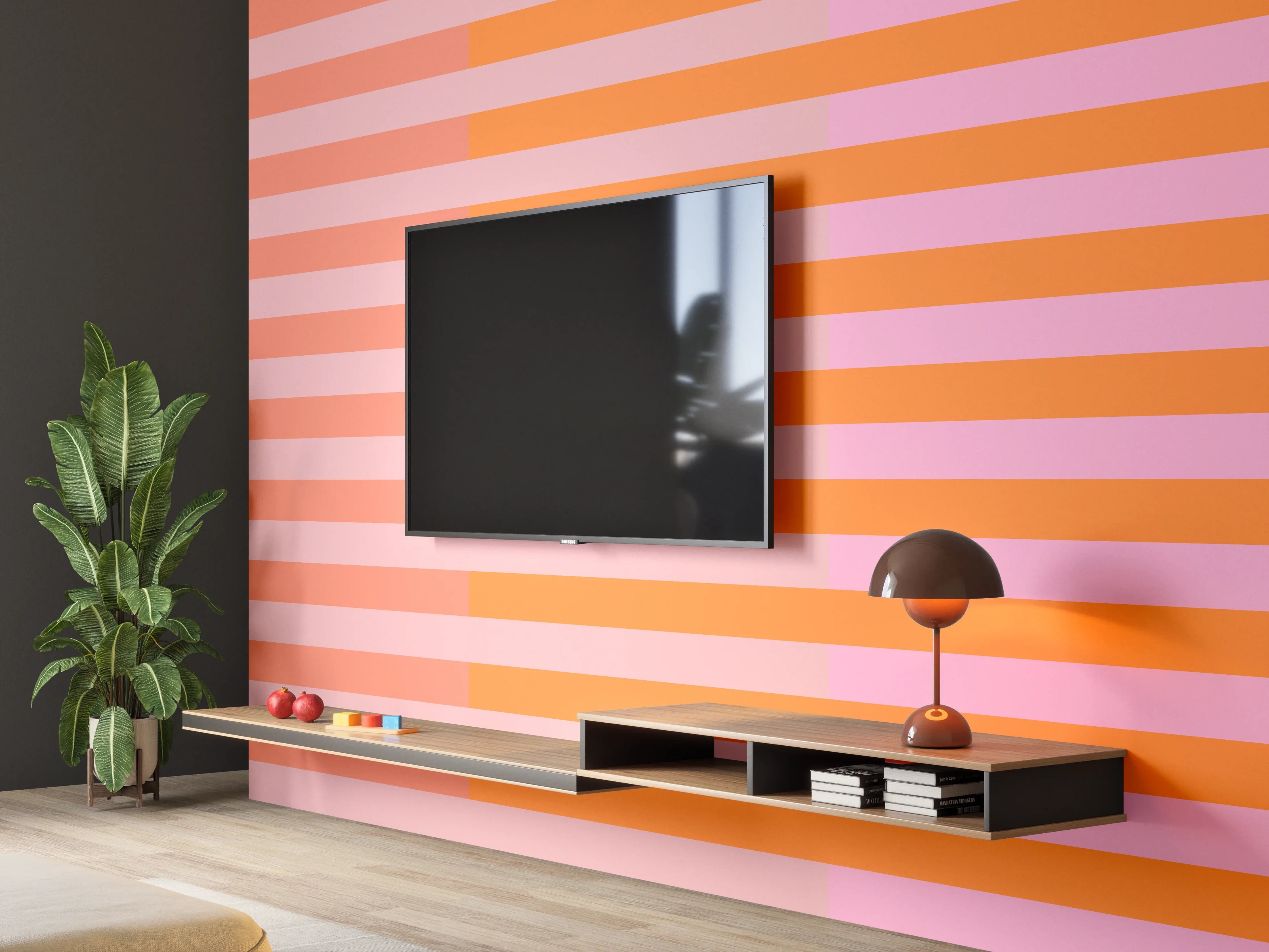 Wandverkleidung Wohnzimmer - The Oranges - Multy Stripes - Coral