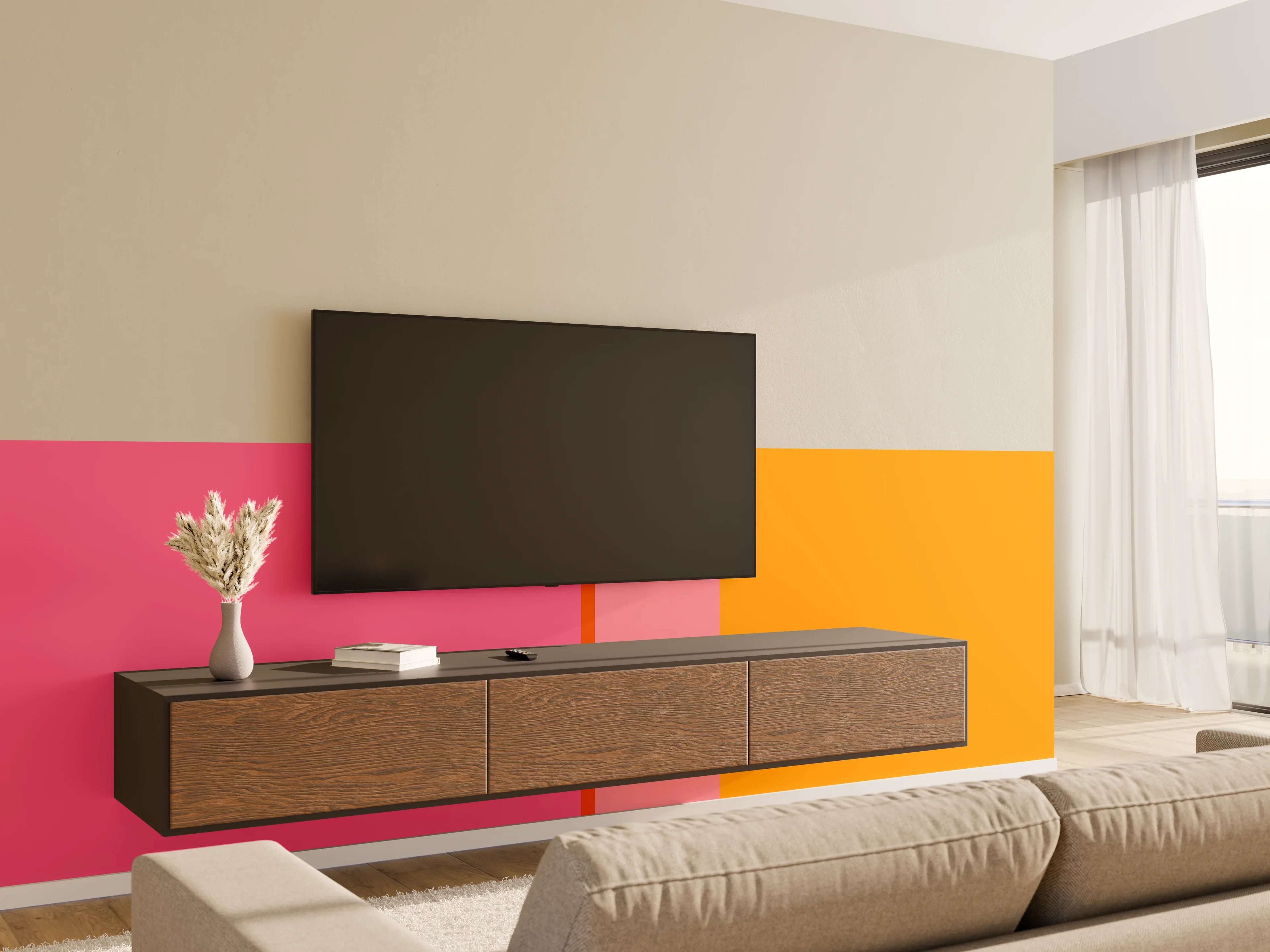 Wandverkleidung Wohnzimmer - The Oranges - Vertical - Raspberry