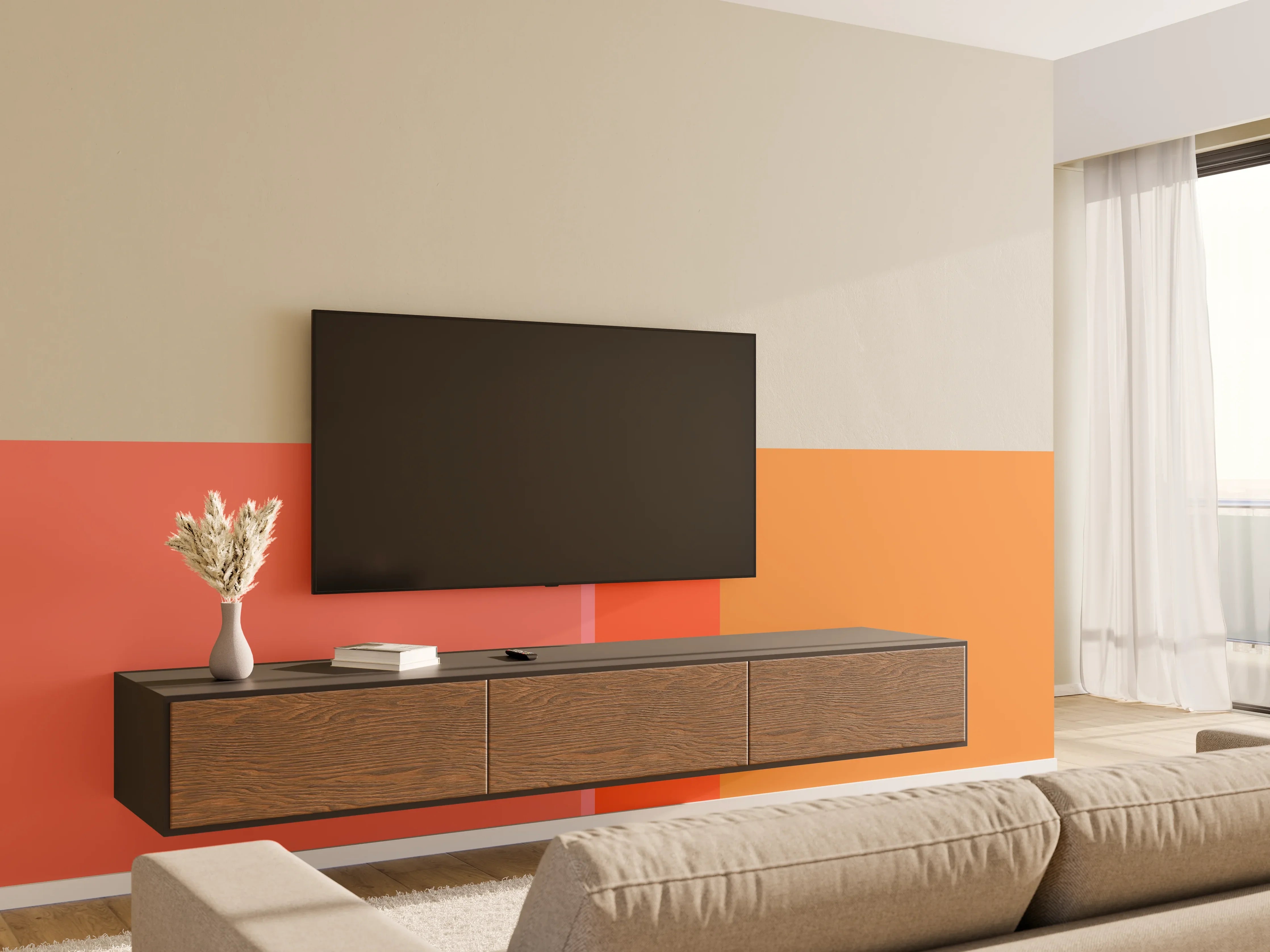 Wandverkleidung Wohnzimmer - The Oranges - Vertical - Salmon