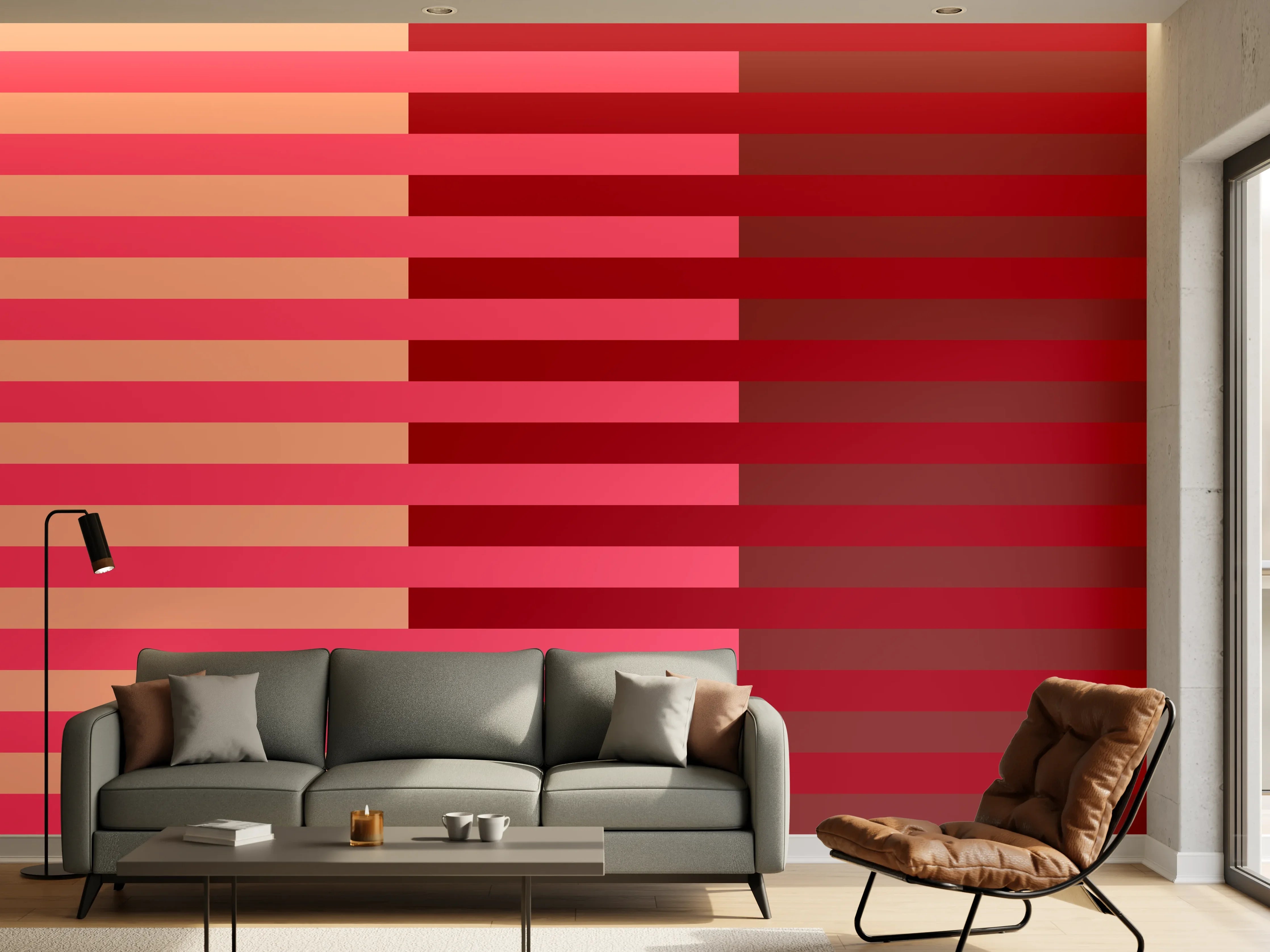 Wandverkleidung Wohnzimmer - The Reds - Multy Stripes - Cherry