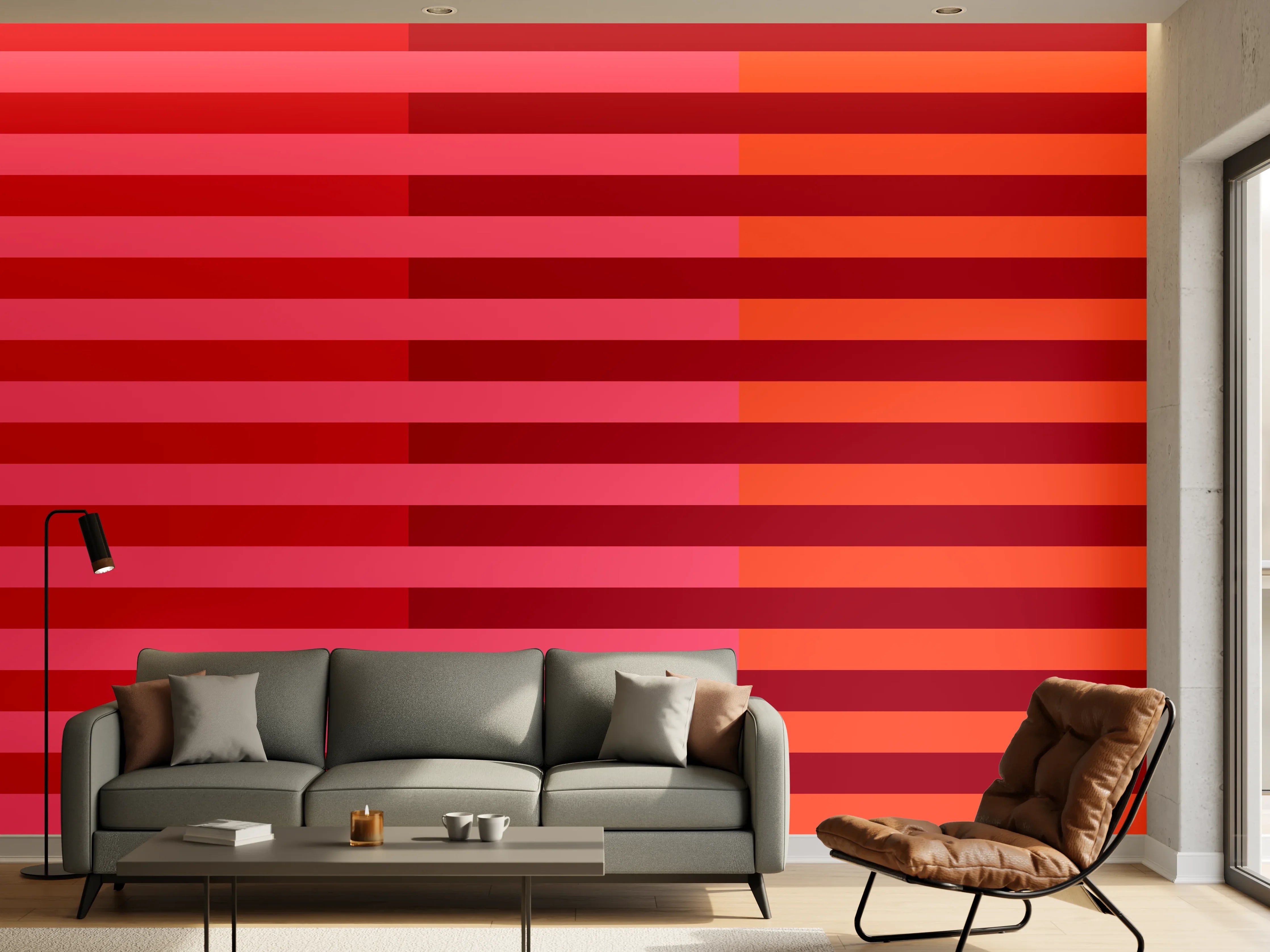 Wandverkleidung Wohnzimmer - The Reds - Multy Stripes - Pomegranate