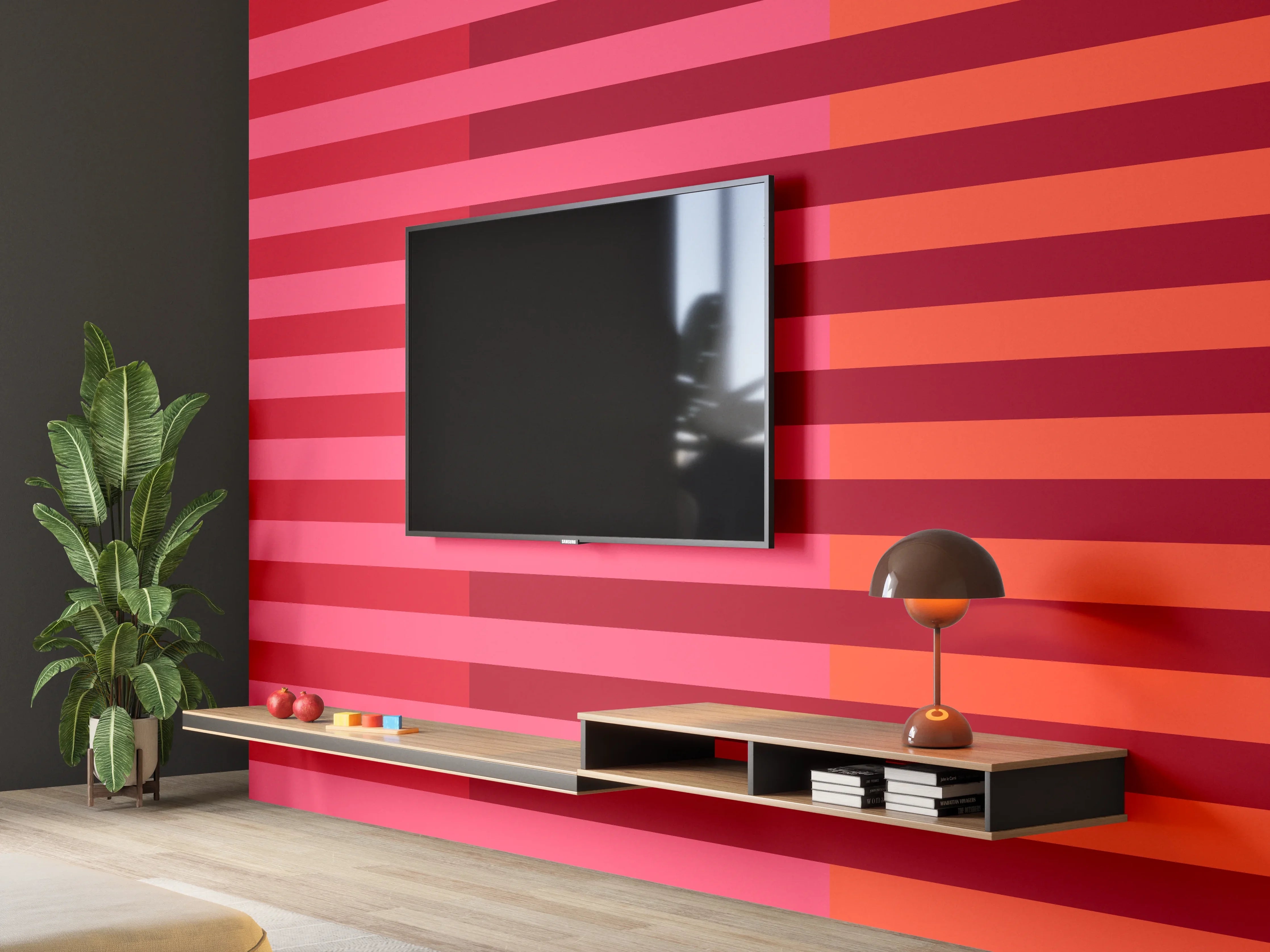 Wandverkleidung Wohnzimmer - The Reds - Multy Stripes - Pomegranate