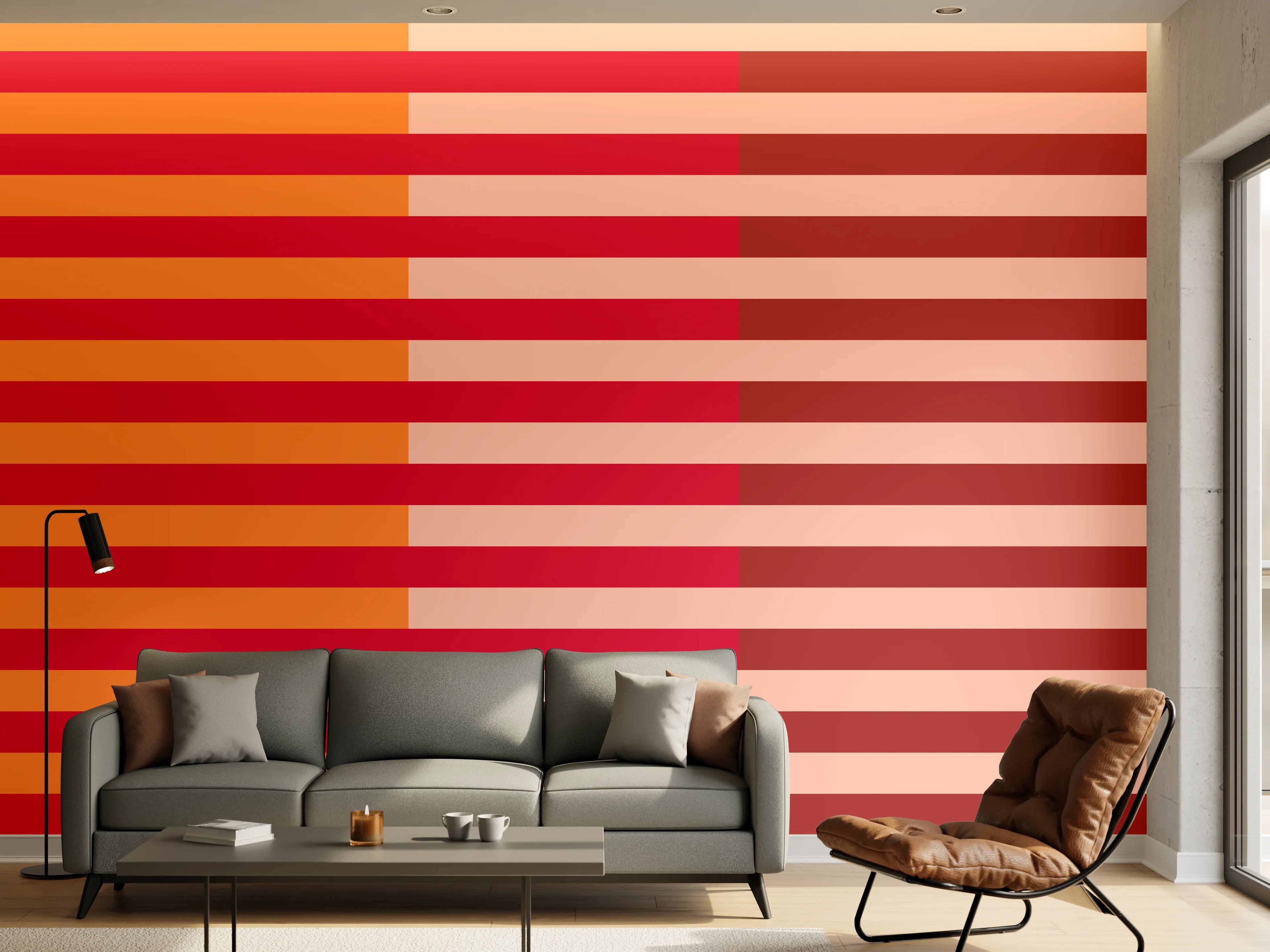 Wandverkleidung Wohnzimmer - The Reds - Multy Stripes - Sangria