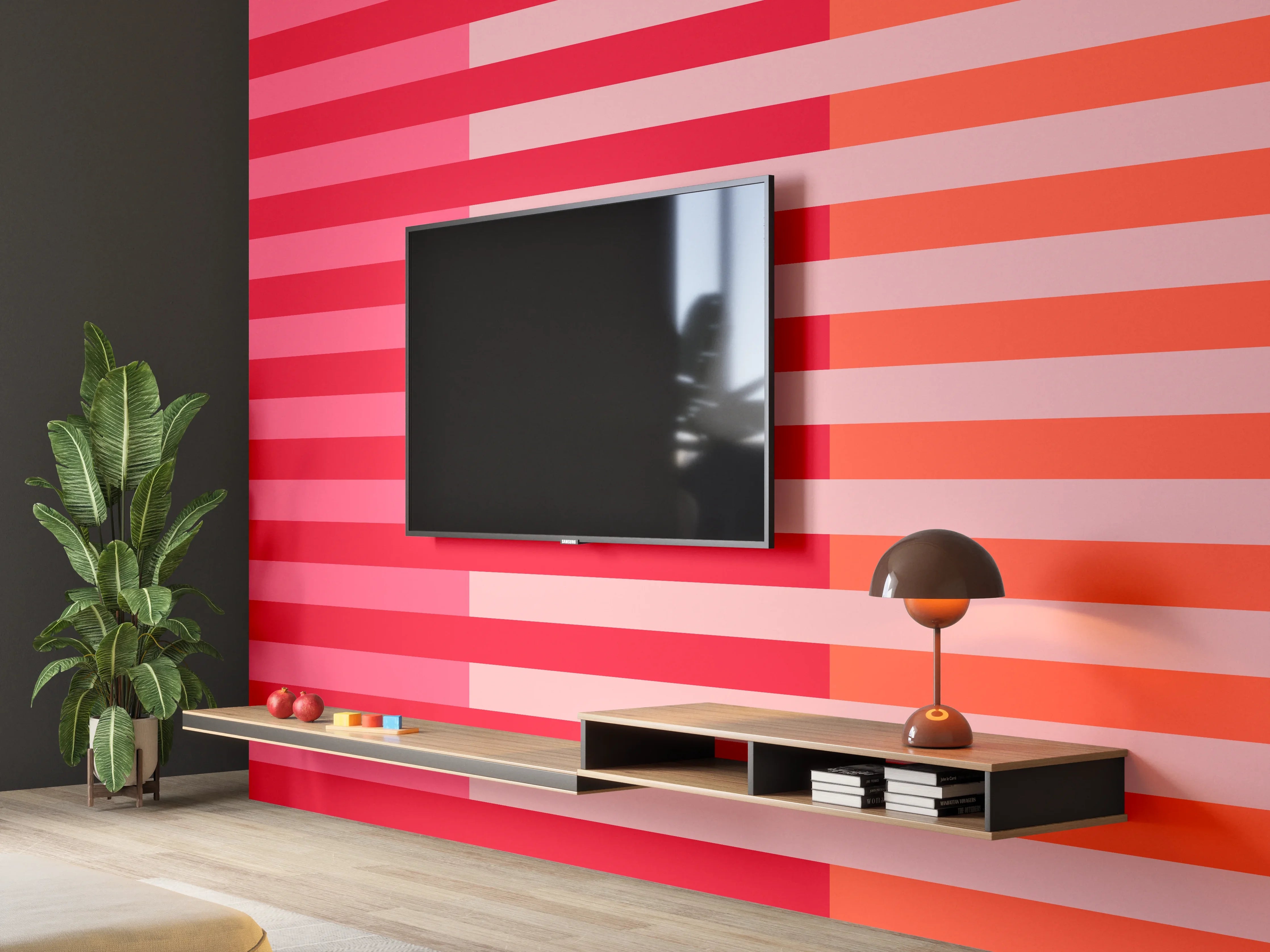 Wandverkleidung Wohnzimmer - The Reds - Multy Stripes - Strawberry