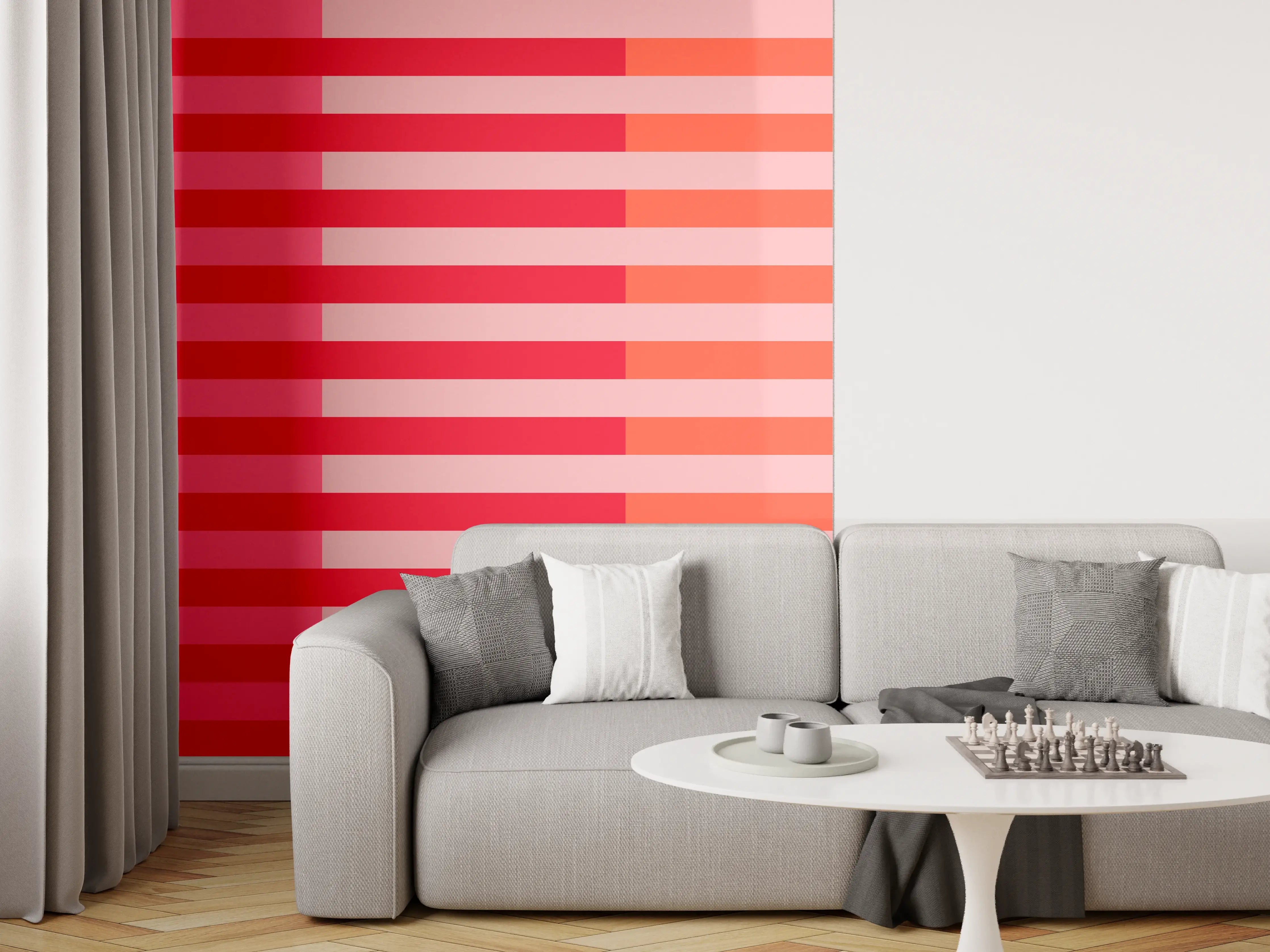 Wandverkleidung Wohnzimmer - The Reds - Multy Stripes - Strawberry