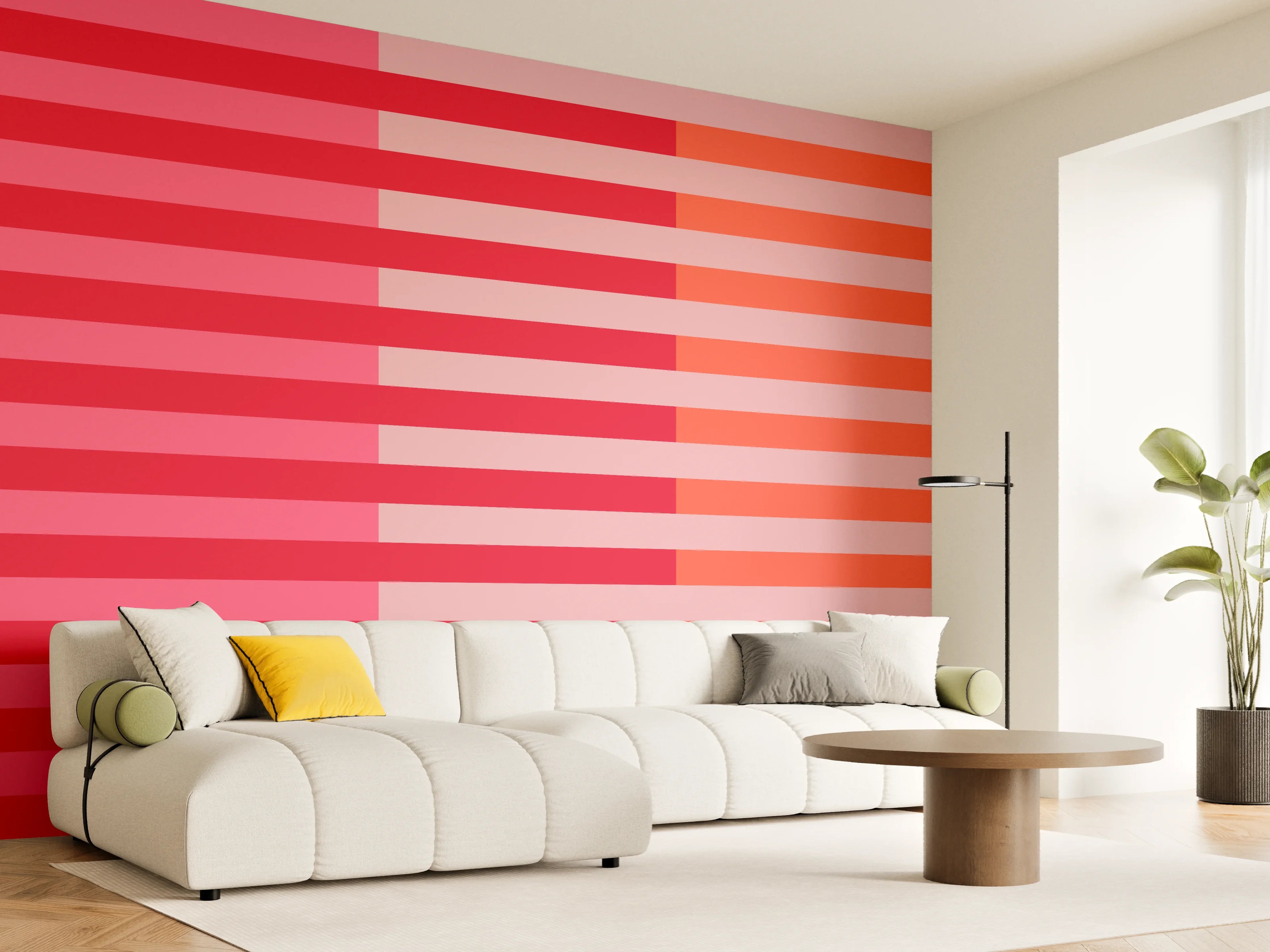 Wandverkleidung Wohnzimmer - The Reds - Multy Stripes - Strawberry