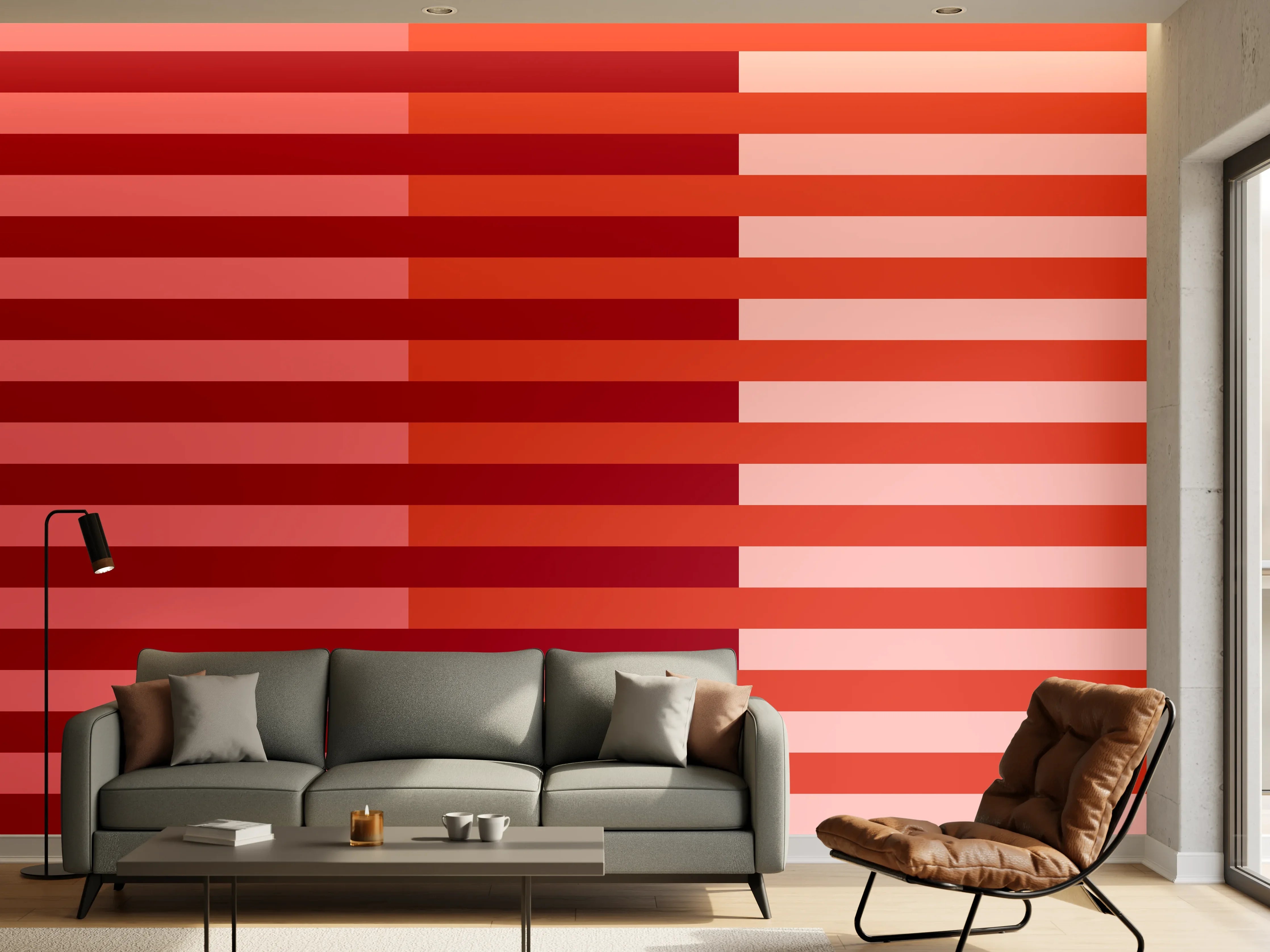 Wandverkleidung Wohnzimmer - The Reds - Multy Stripes - Tomato