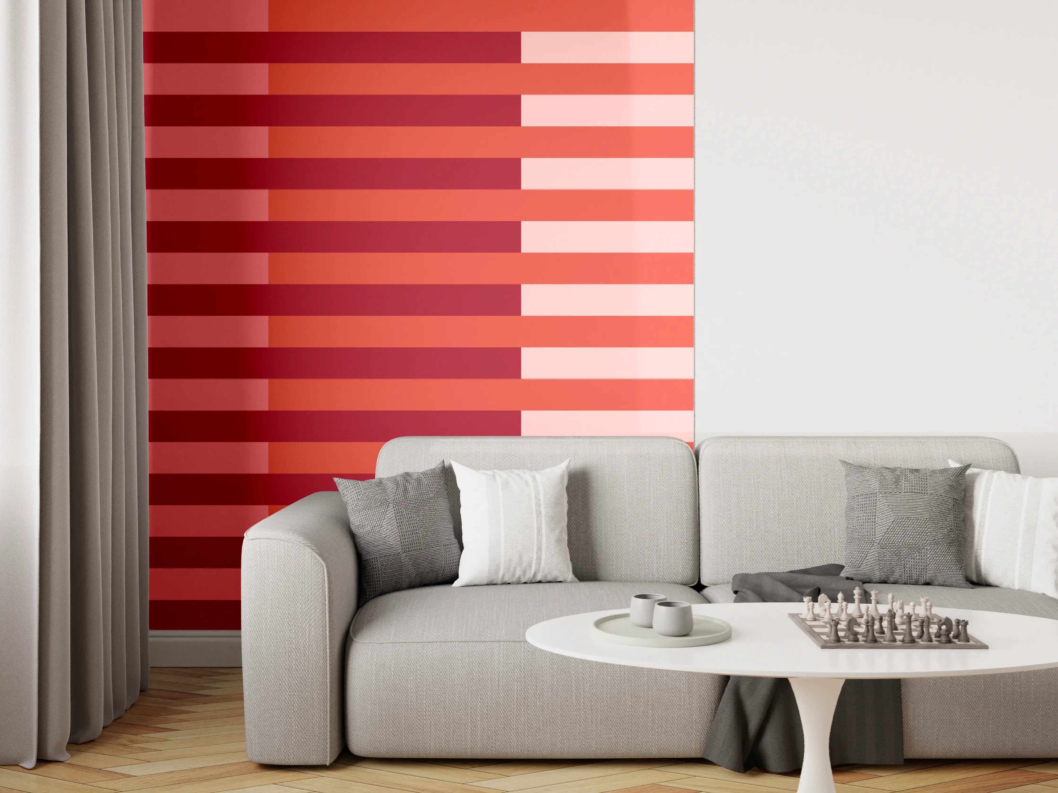 Wandverkleidung Wohnzimmer - The Reds - Multy Stripes - Tomato