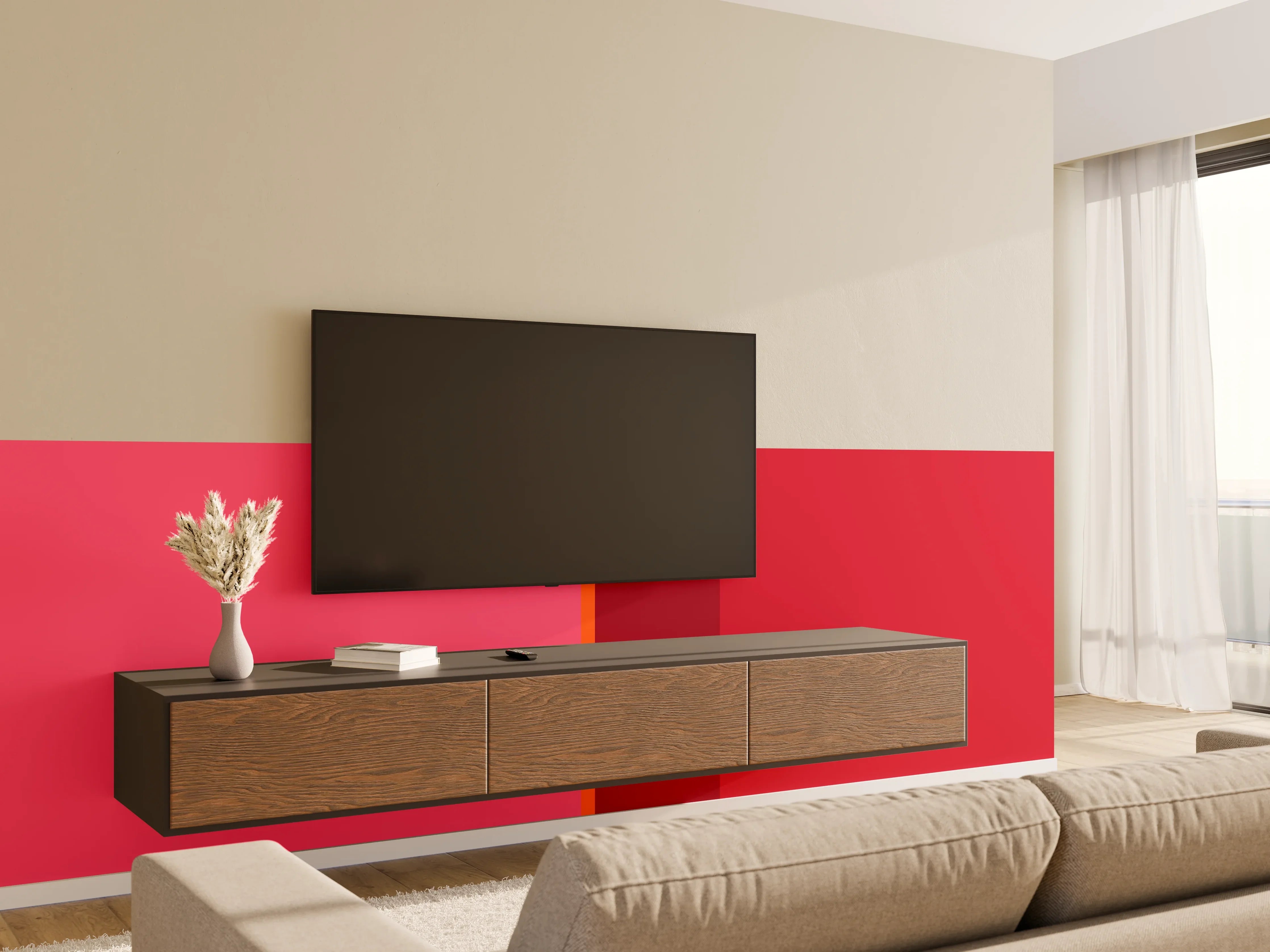 Wandverkleidung Wohnzimmer - The Reds - Vertical - Pommagranate