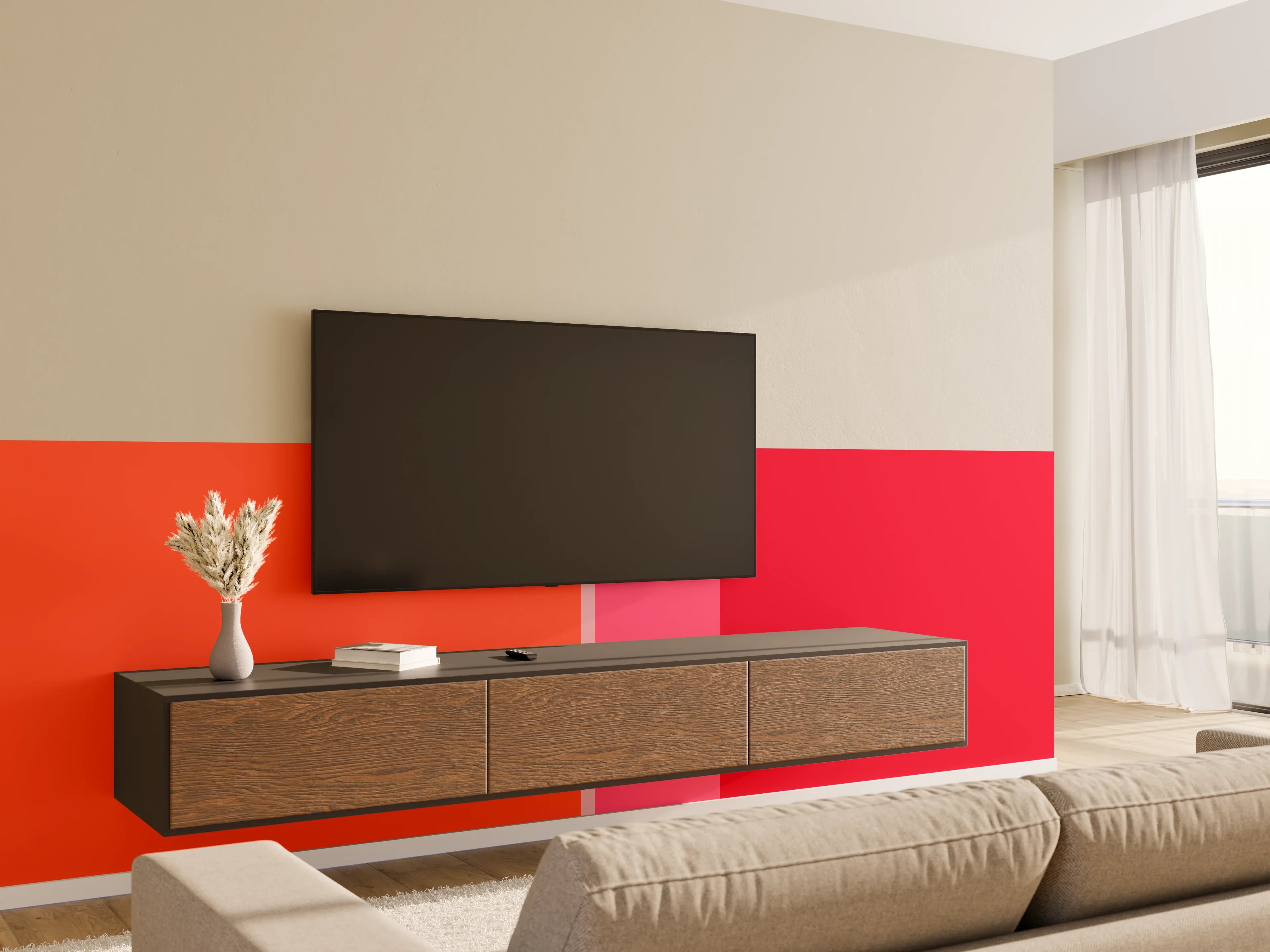 Wandverkleidung Wohnzimmer - The Reds - Vertical - Strawberry