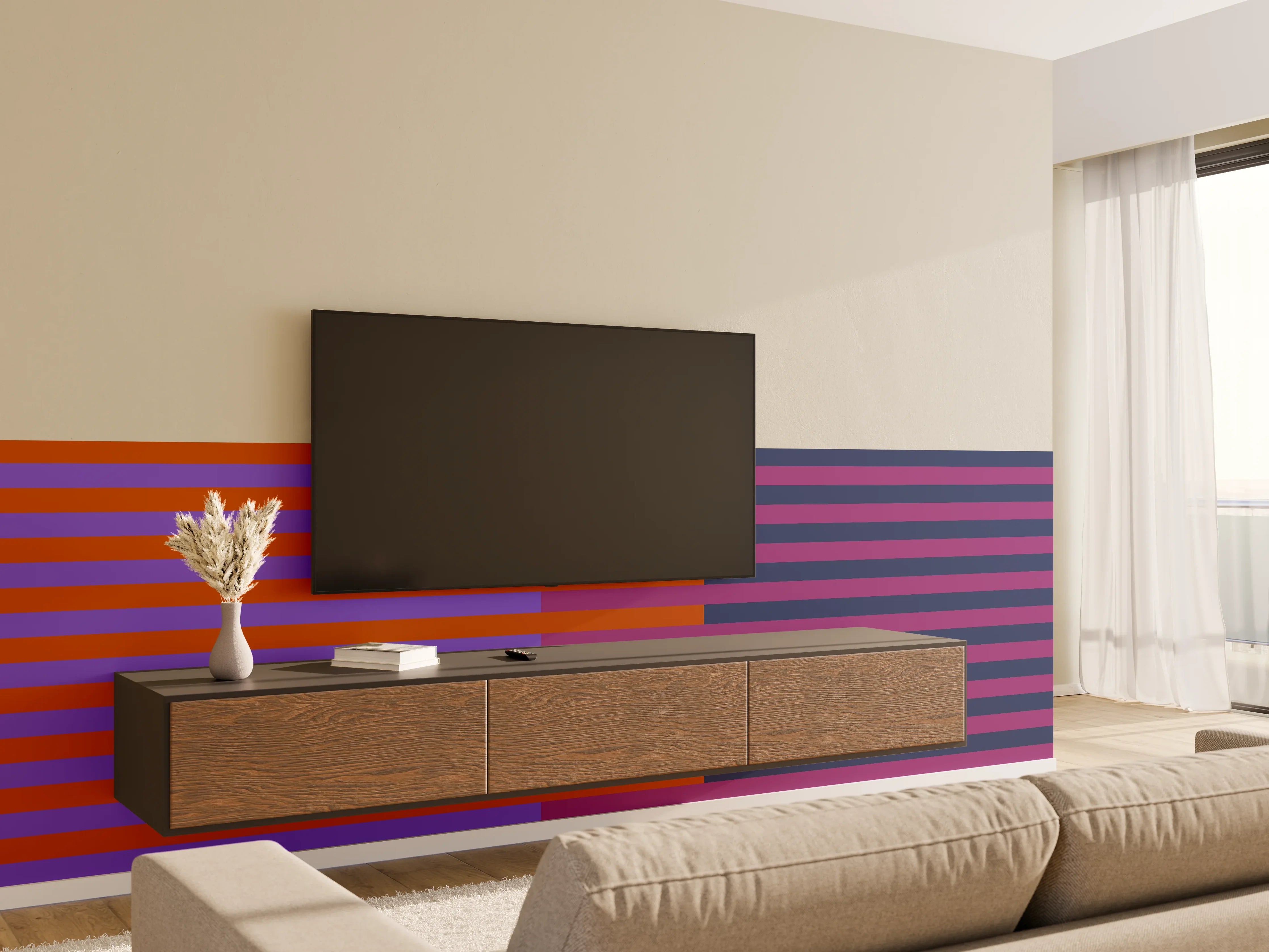Wandverkleidung Wohnzimmer - The Retros - Multy Stripes - Sansa