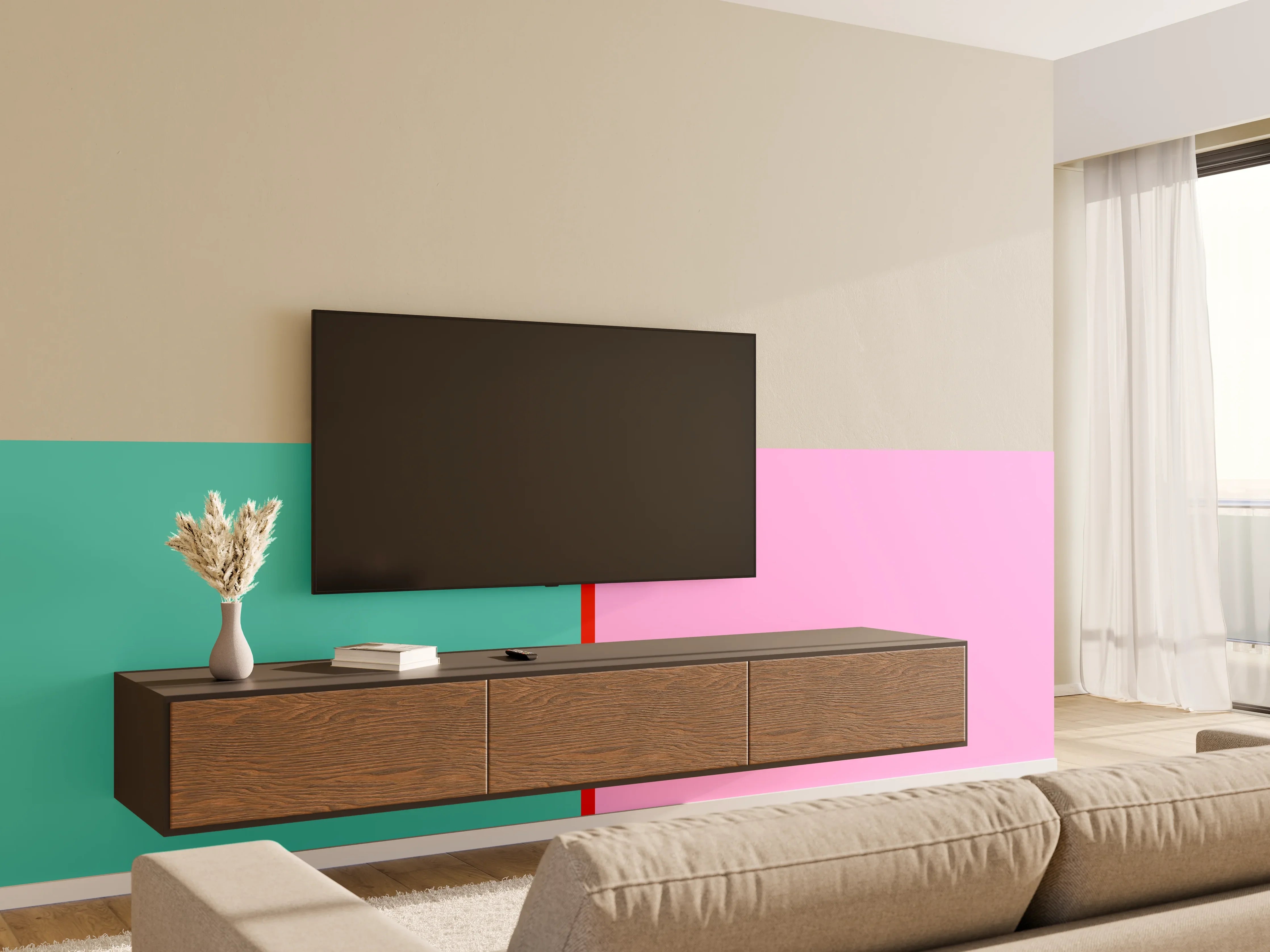 Wandverkleidung Wohnzimmer - The Springs - Easy Vertikal - Peony