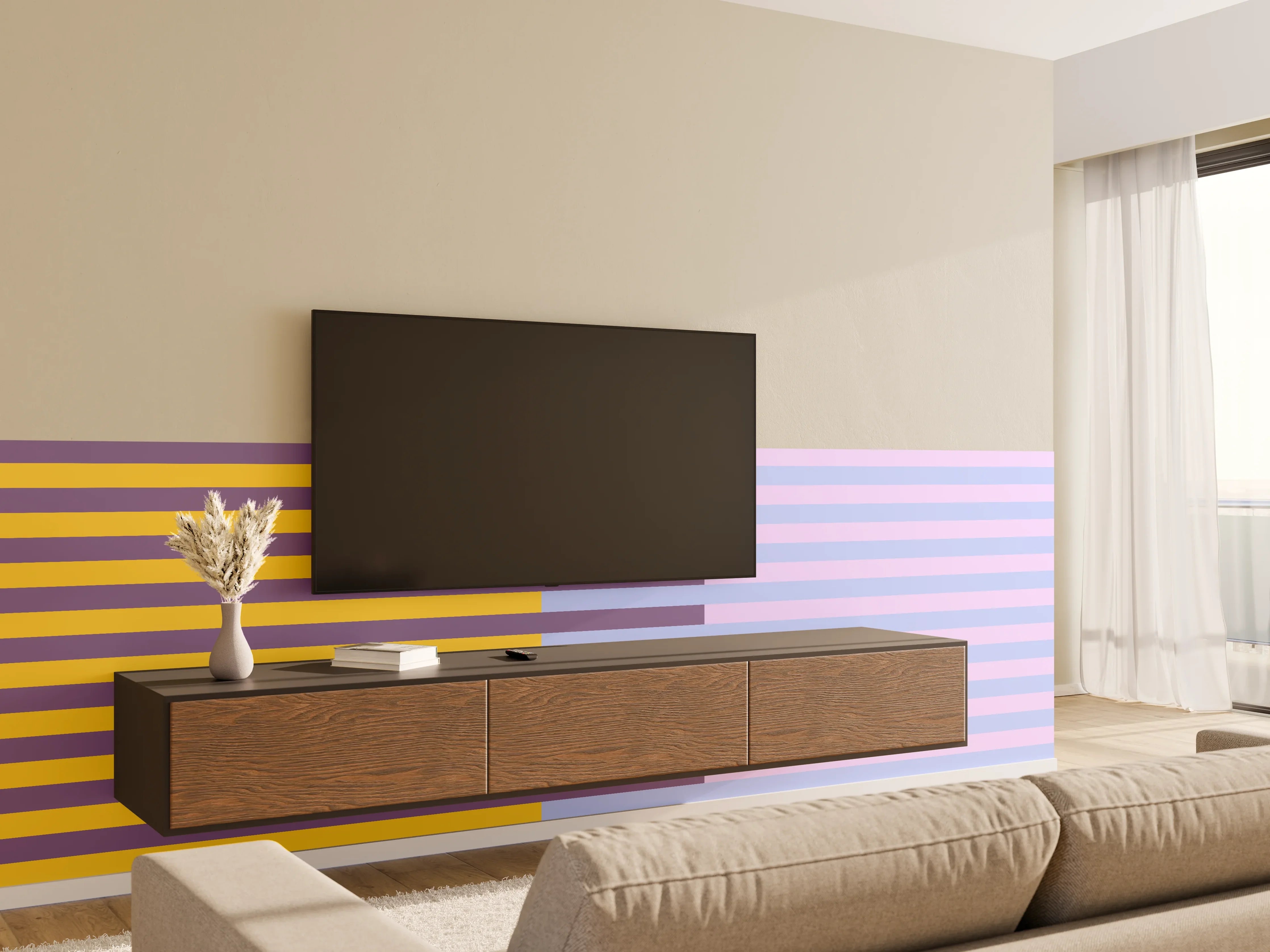 Wandverkleidung Wohnzimmer - The Springs - Multy Stripes - Lilac