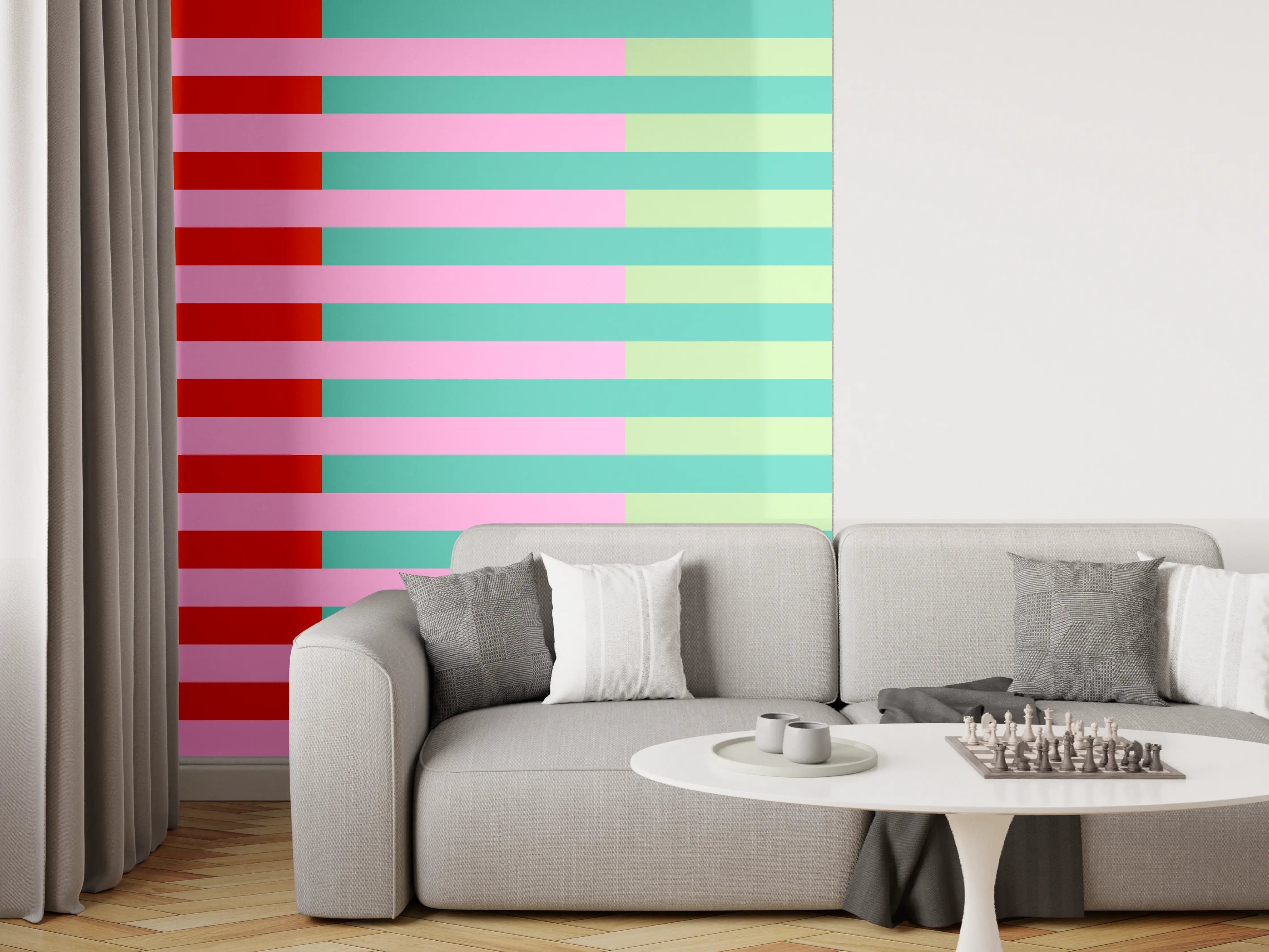 Wandverkleidung Wohnzimmer - The Springs - Multy Stripes - Peony