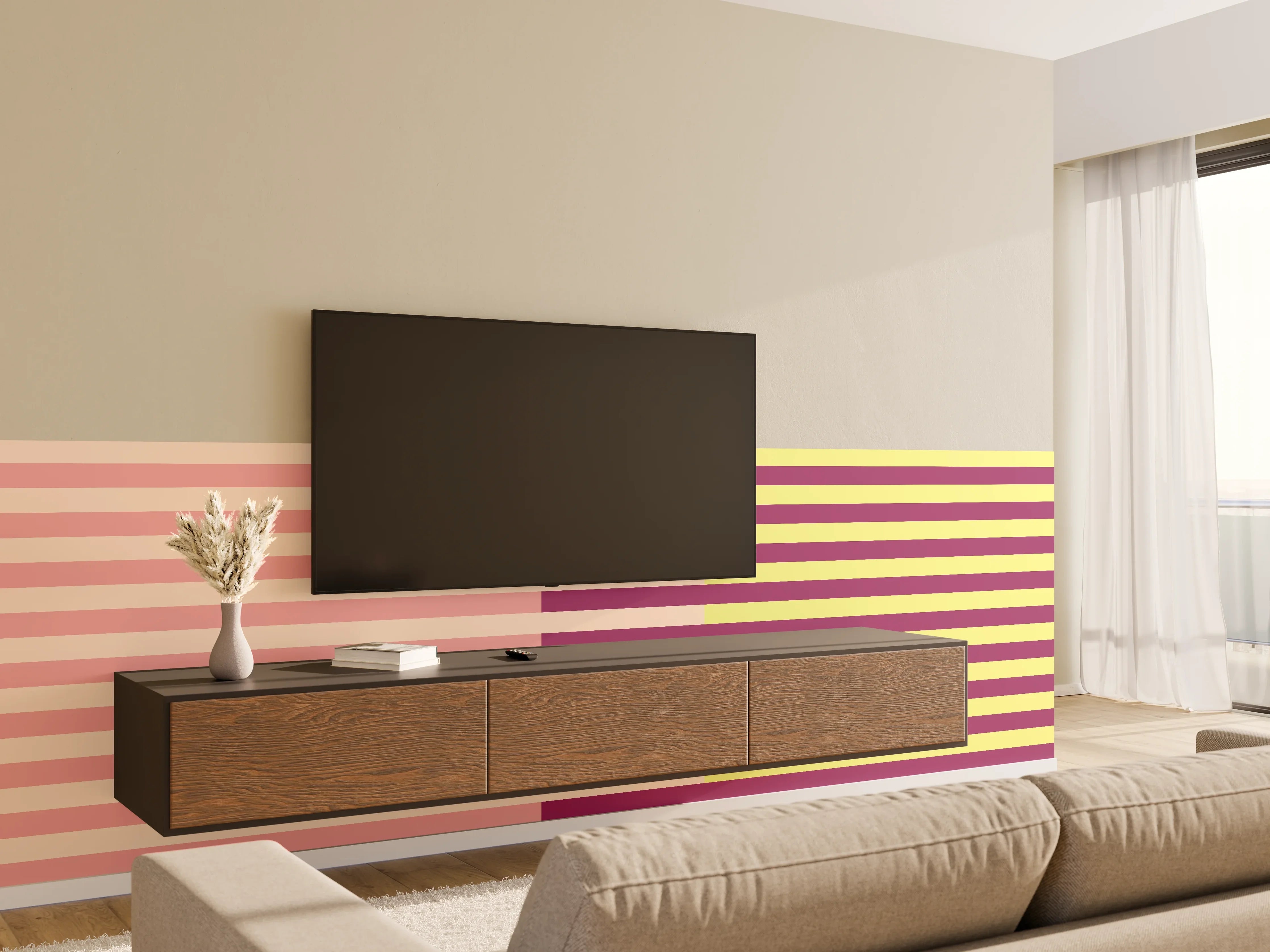 Wandverkleidung Wohnzimmer - The Springs - Multy Stripes - Tulip