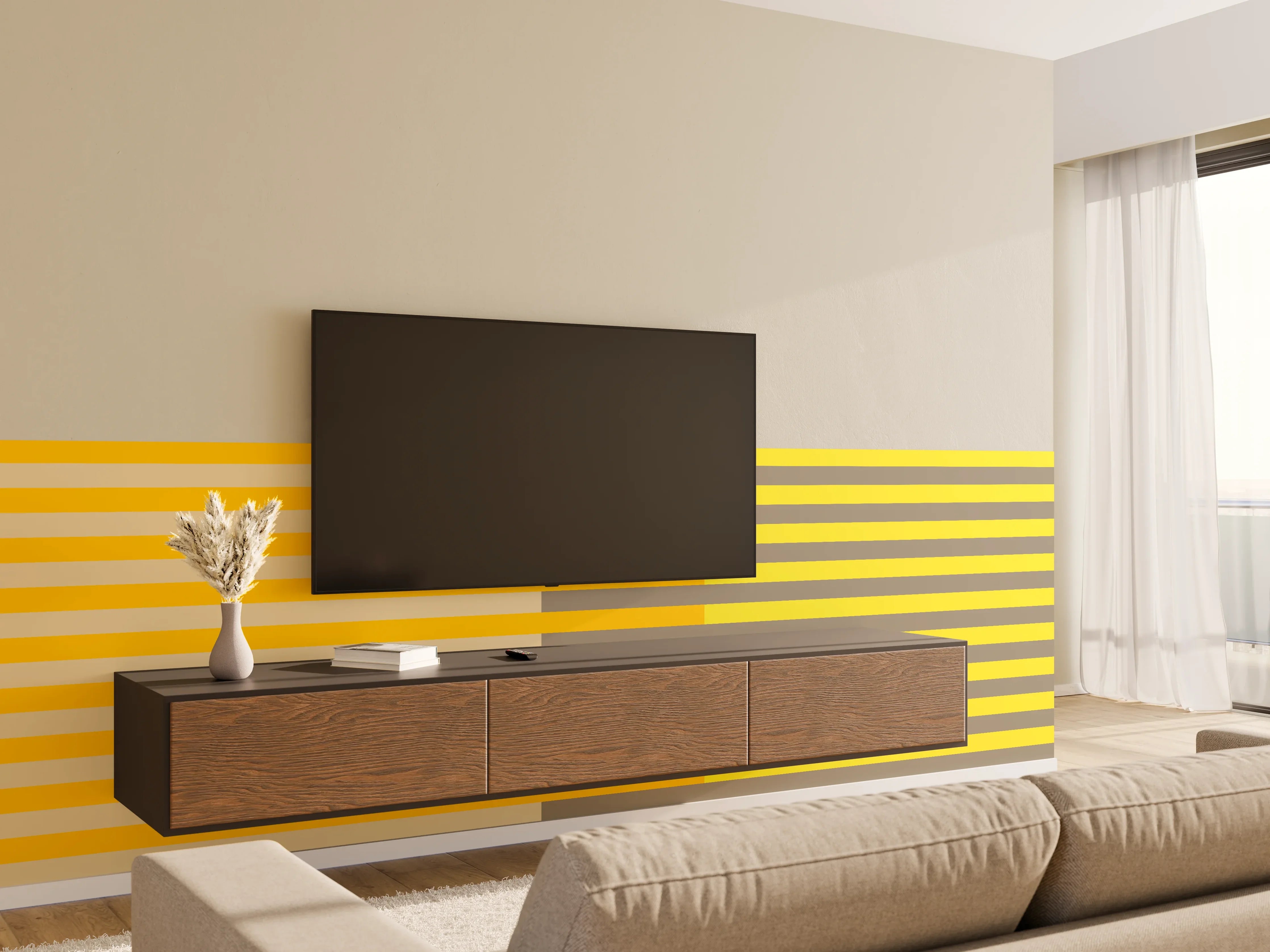 Wandverkleidung Wohnzimmer - The Yellows - Multy Stripes - Honey