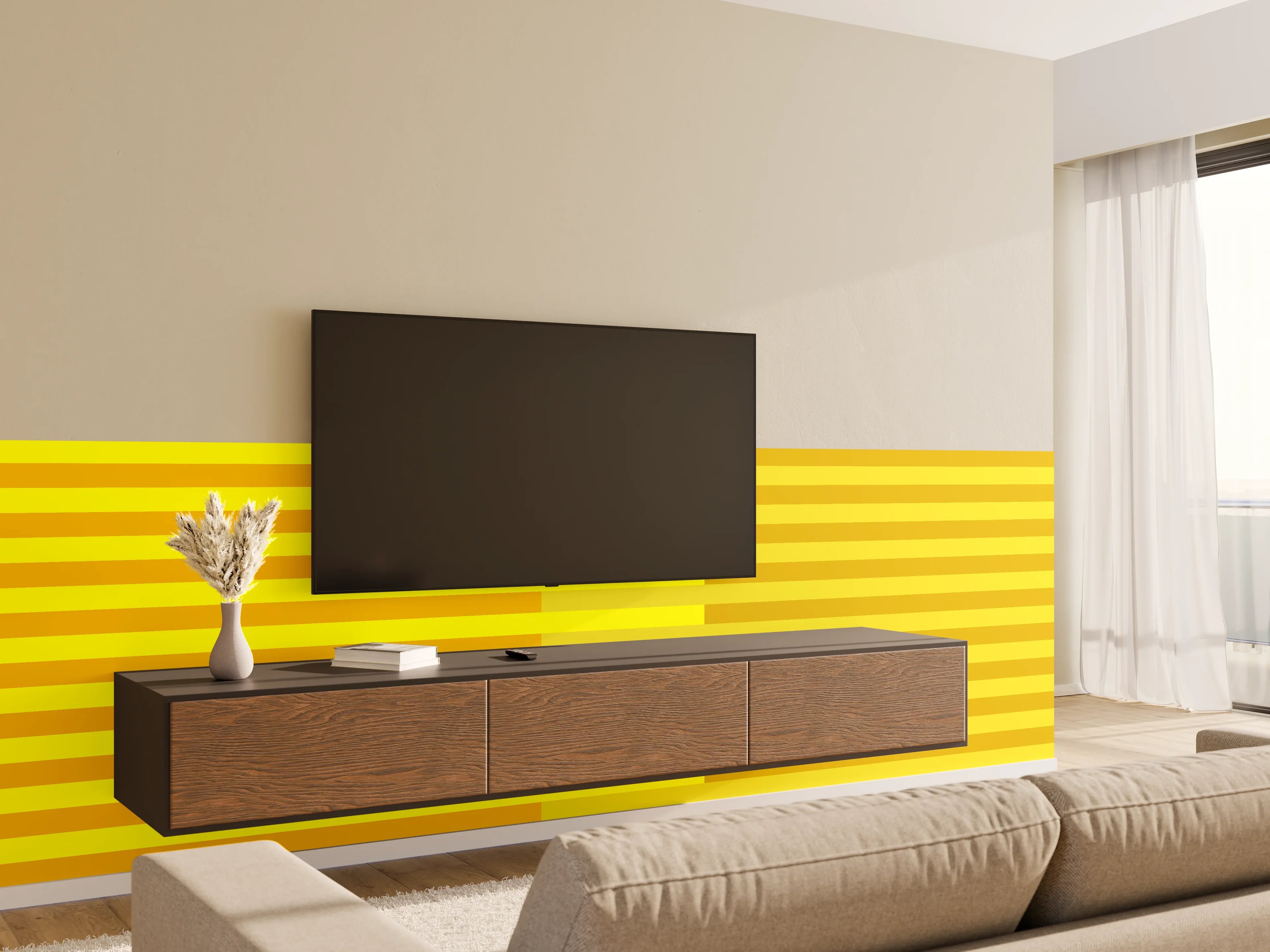 Wandverkleidung Wohnzimmer - The Yellows - Multy Stripes - Lemon